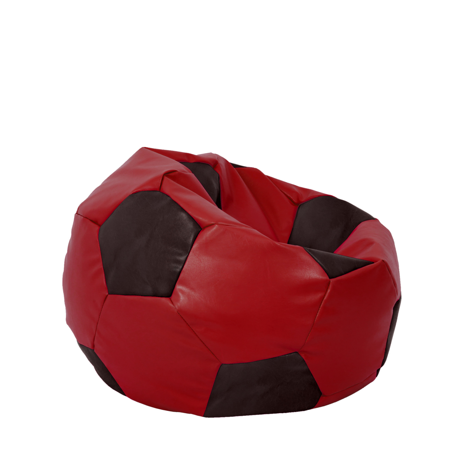 Mondo Ball - fotoliu puf - imitatie piele - rosu/wenge [1]