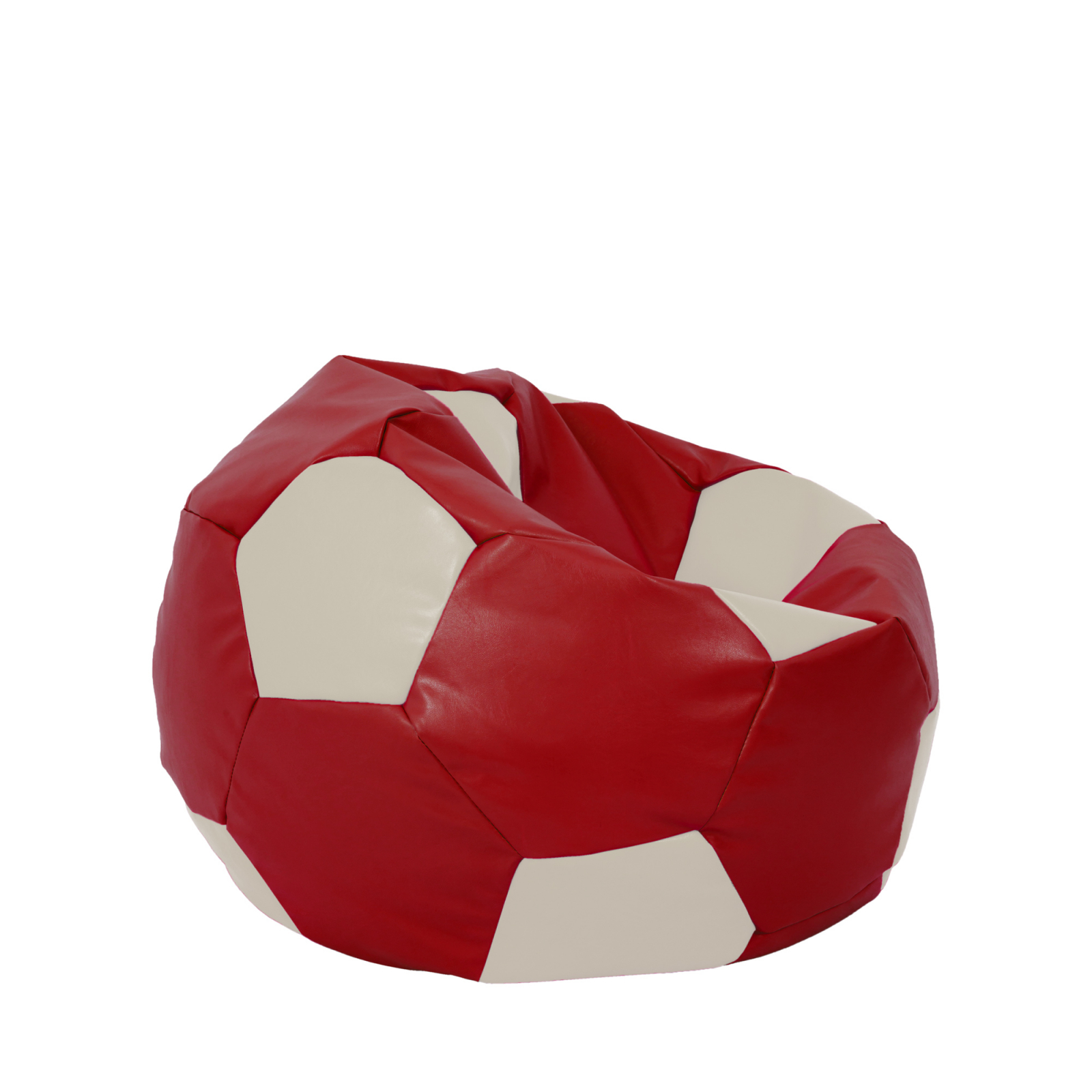 Mondo Ball - fotoliu puf - imitatie piele - rosu/crem [1]