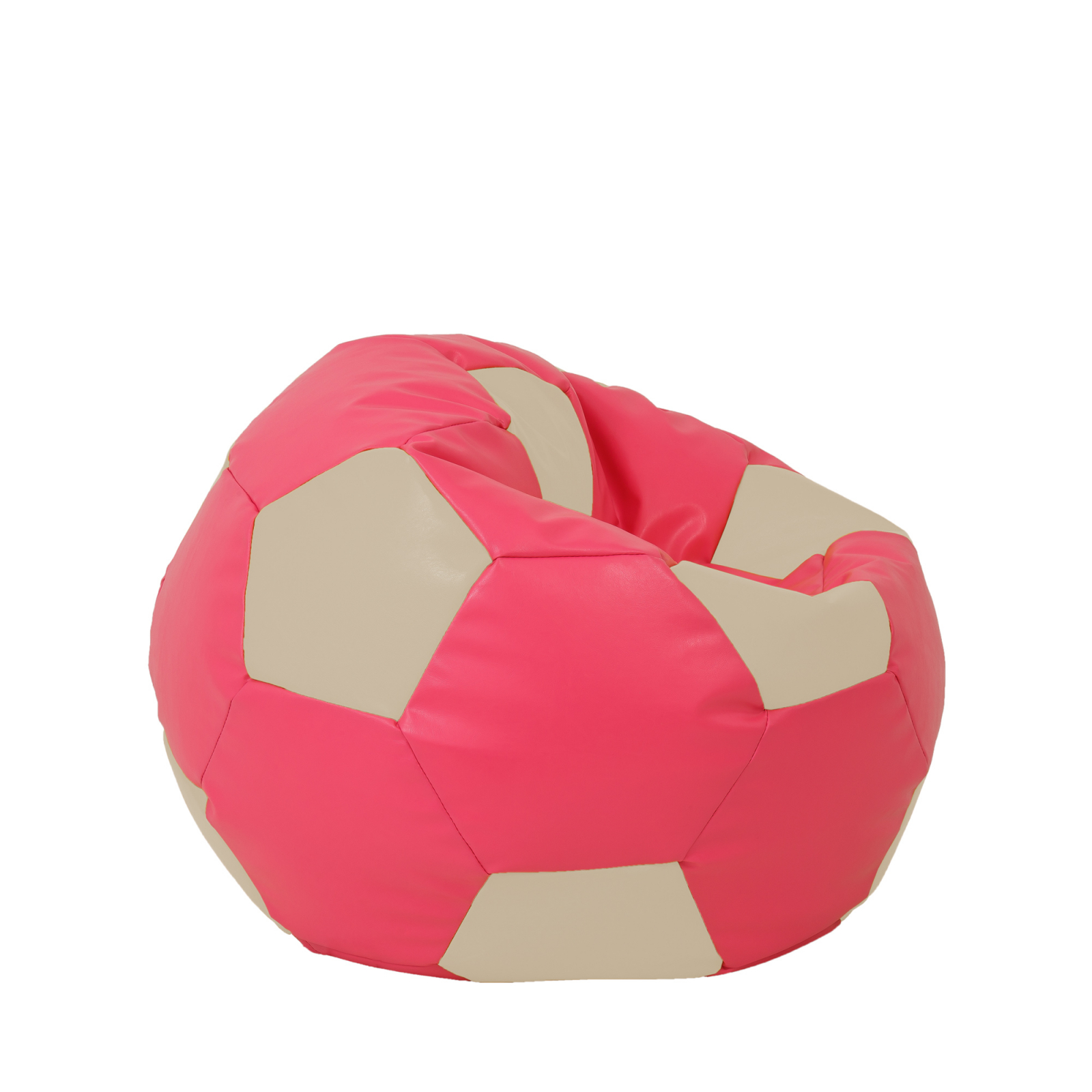 Mondo Ball - fotoliu puf - imitatie piele - roz/crem [1]