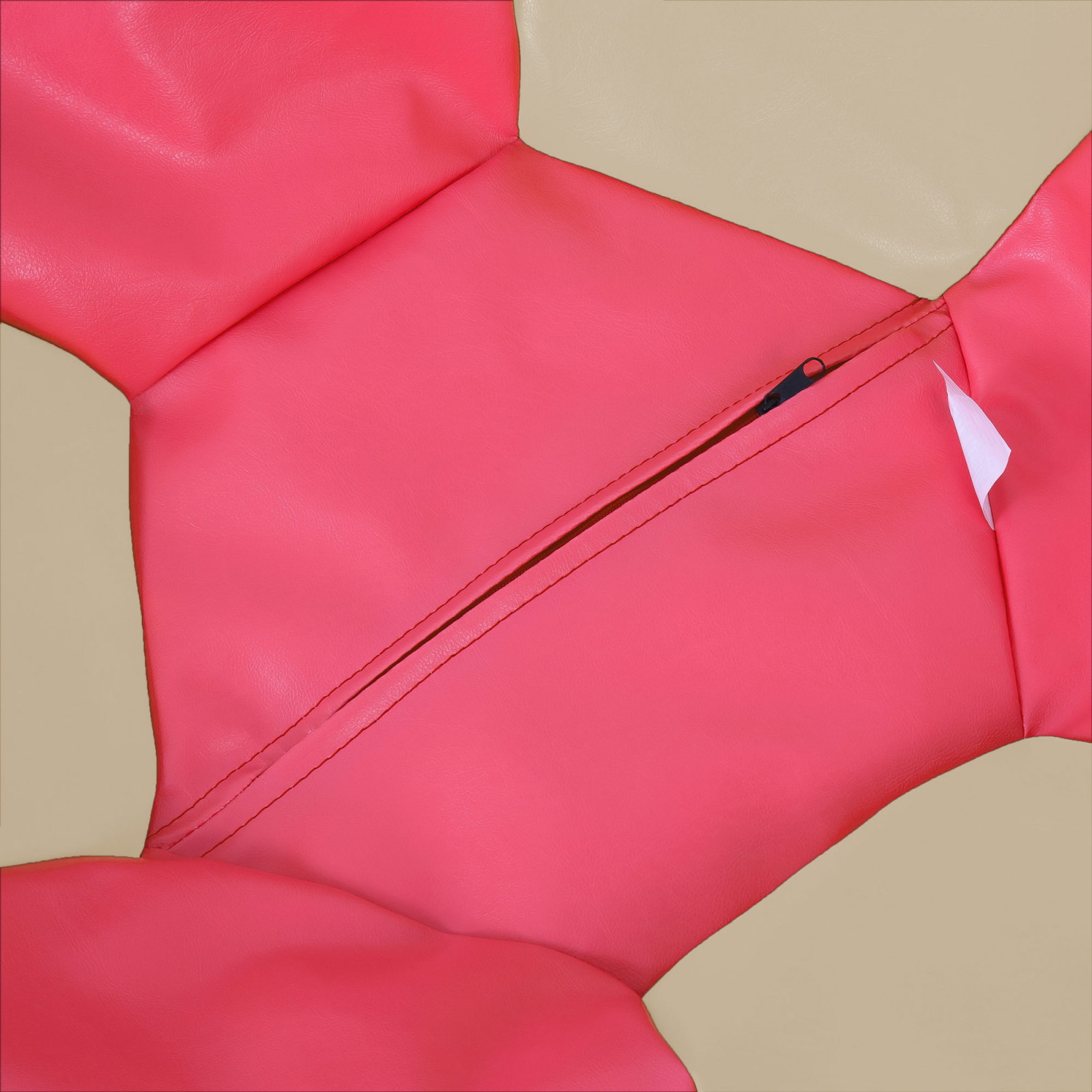 Mondo Ball - fotoliu puf - imitatie piele - roz/crem [2]