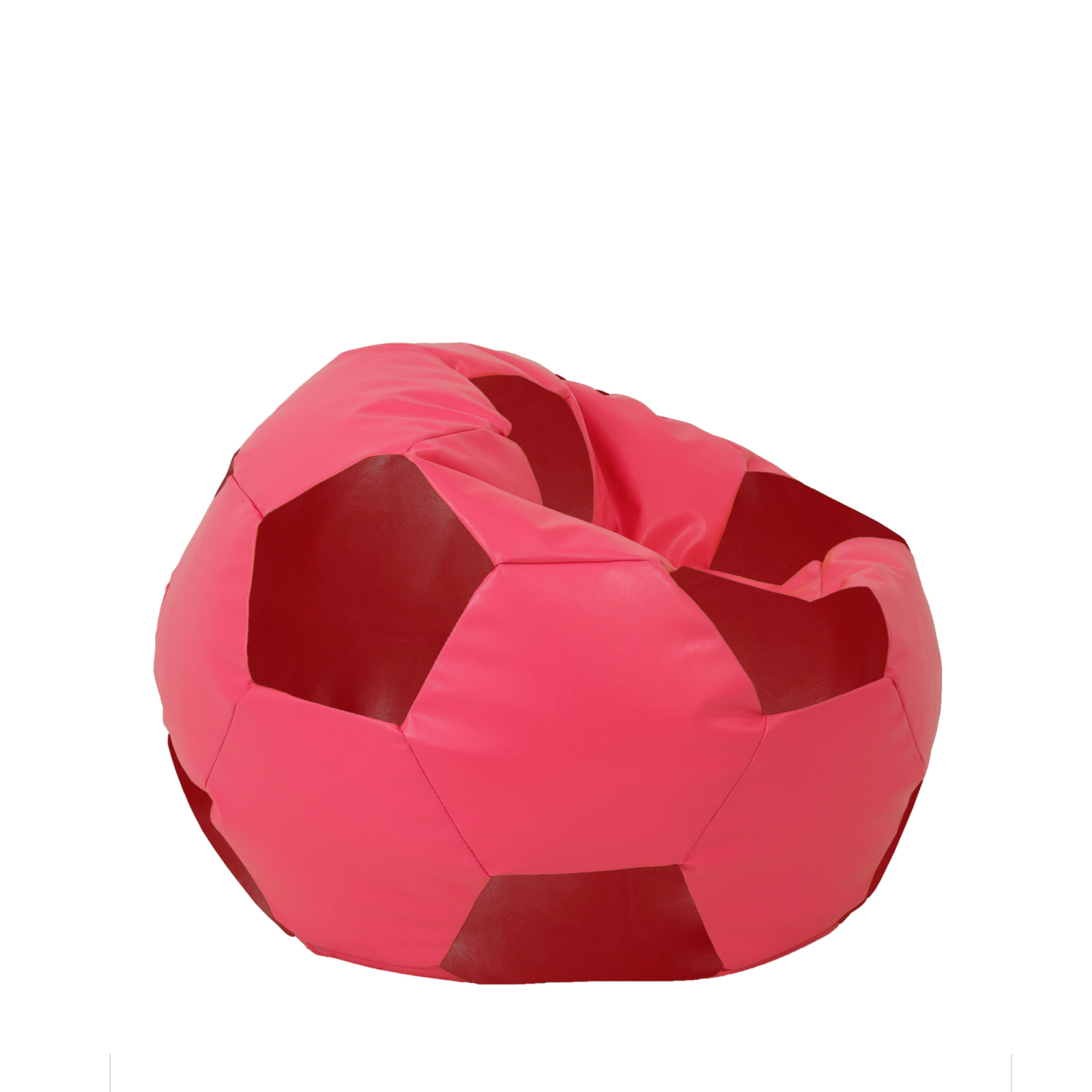 Mondo Ball - fotoliu puf - imitatie piele - roz/rosu [1]