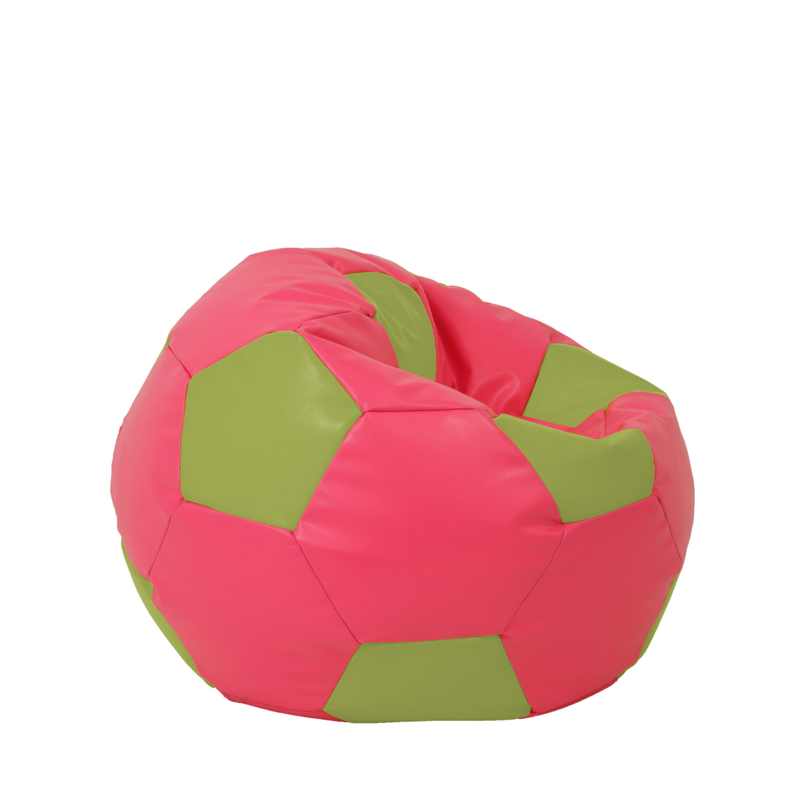 Mondo Ball - fotoliu puf - imitatie piele - roz/verde [1]