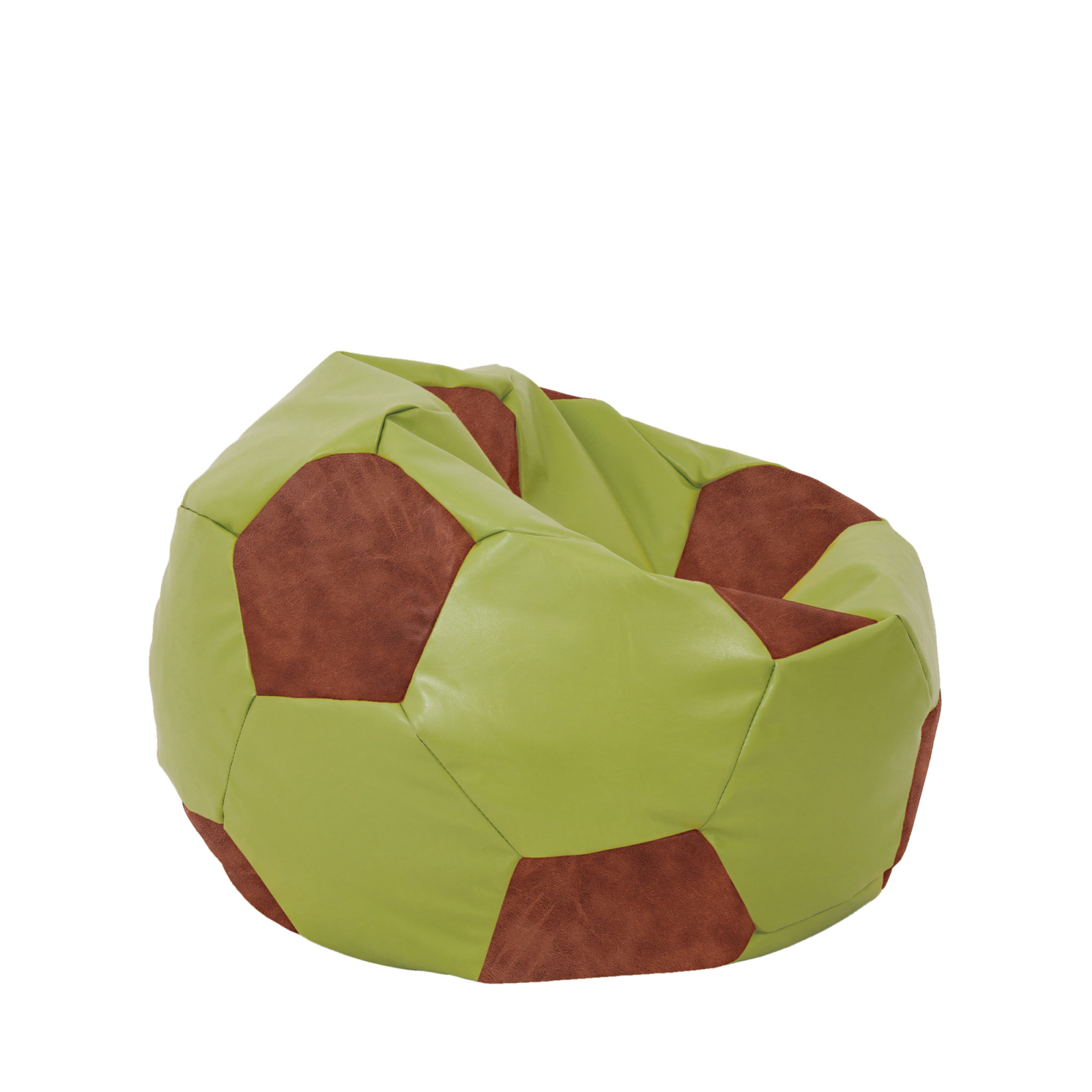 Mondo Ball - fotoliu puf - imitatie piele - verde/cognac [1]