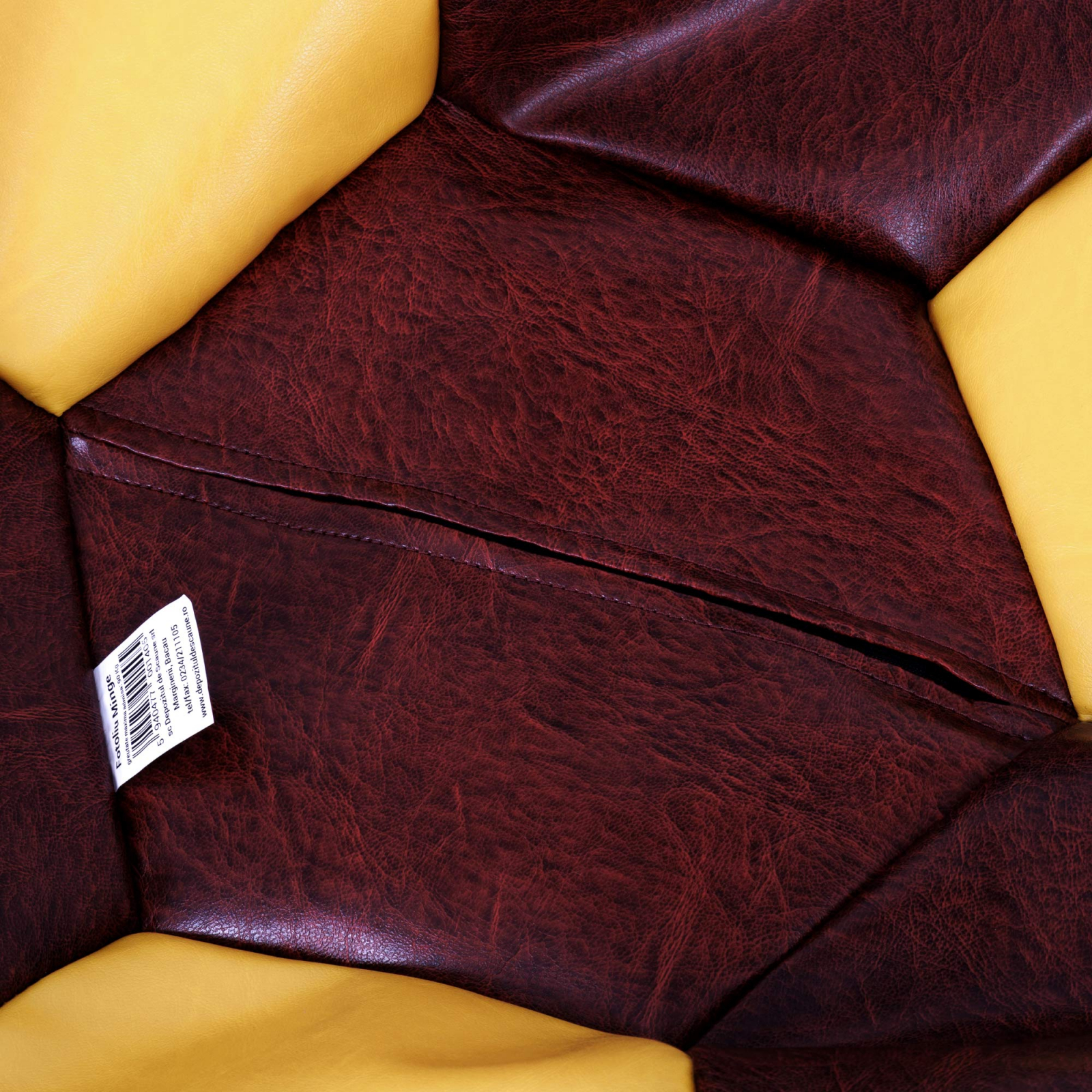 Mondo Ball - fotoliu puf - imitatie piele - visiniu/galben [2]