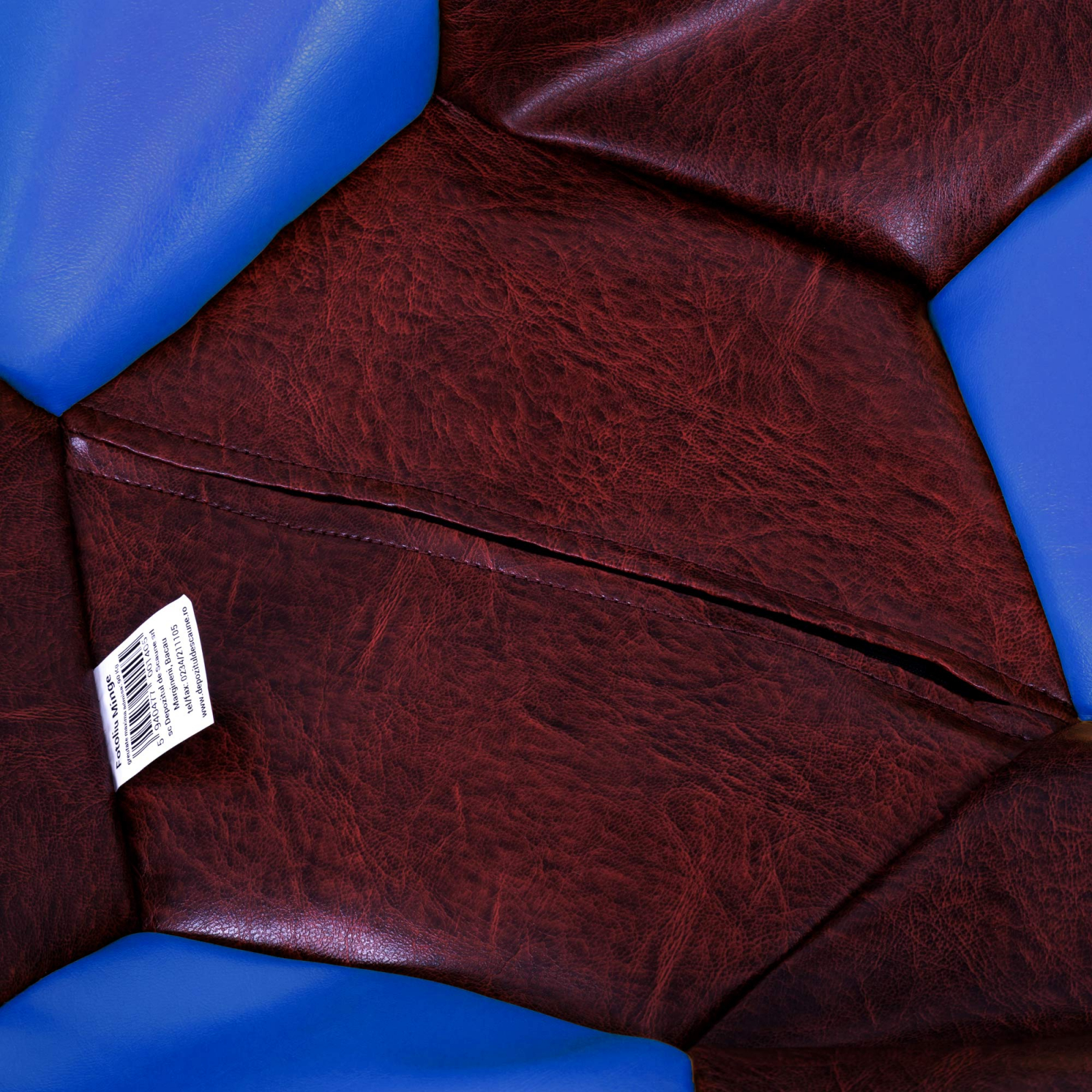 Mondo Ball - fotoliu puf - imitatie piele - visiniu/albastru [2]