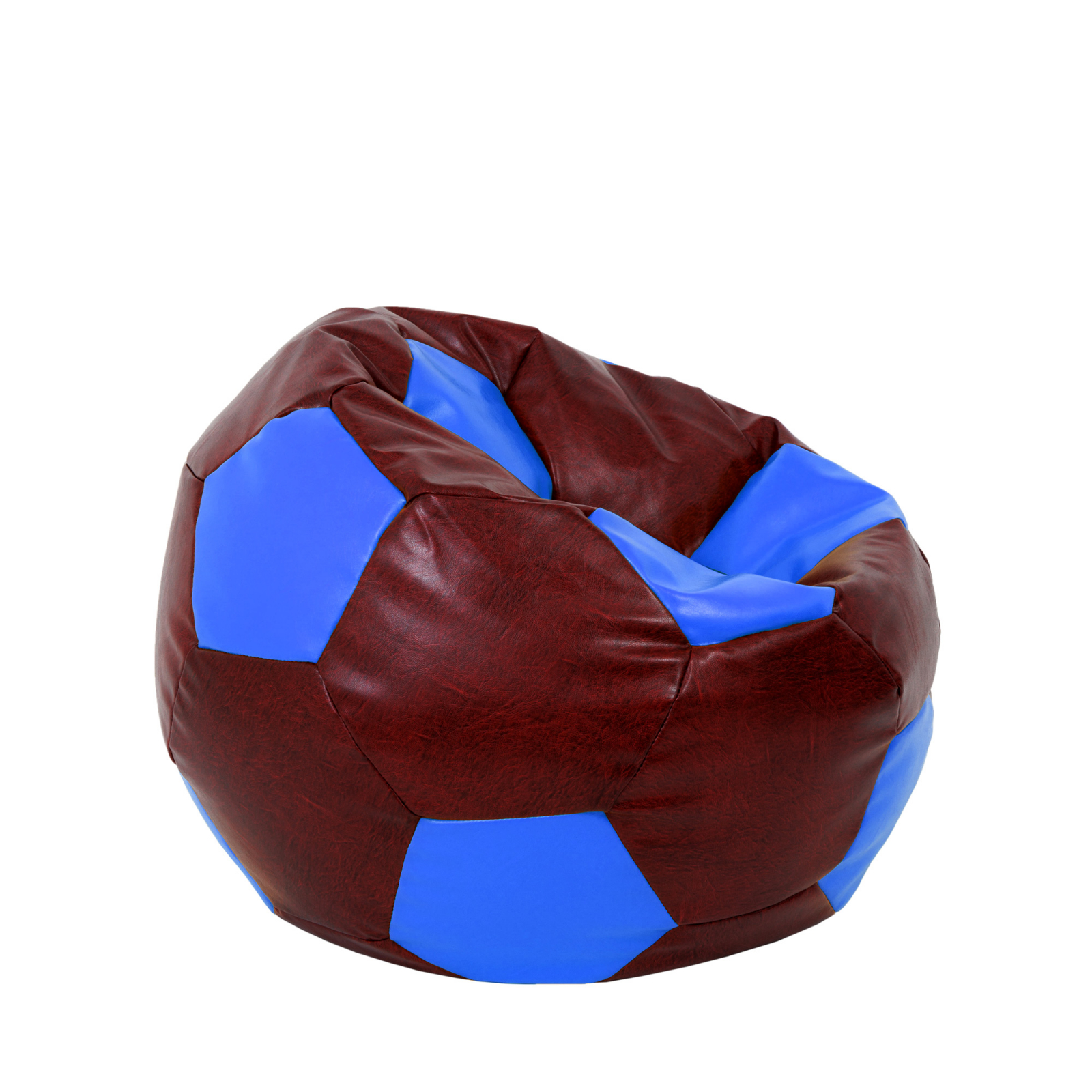 Mondo Ball - fotoliu puf - imitatie piele - visiniu/albastru [1]