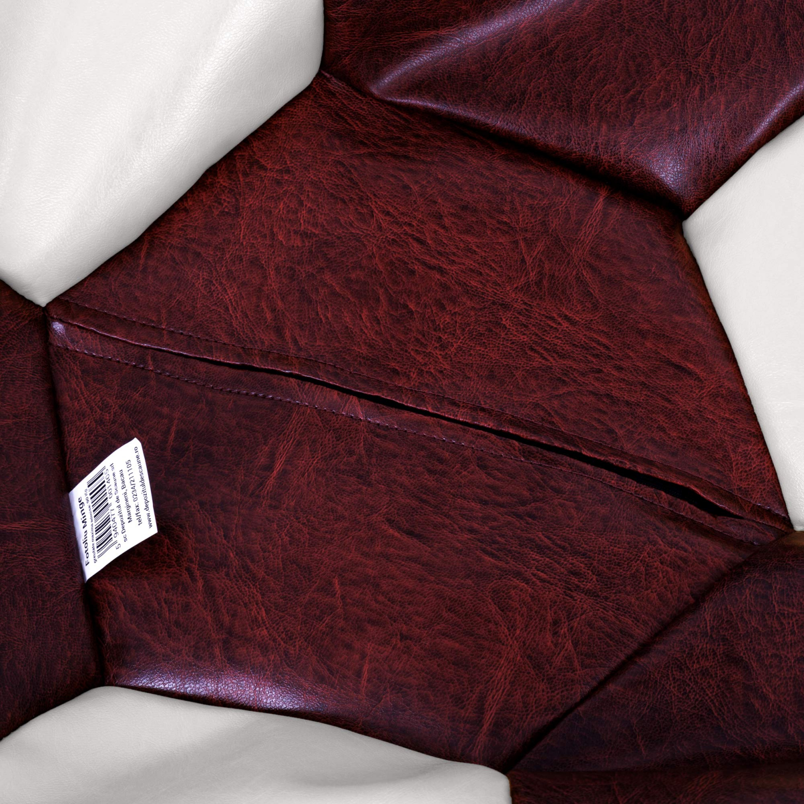 Mondo Ball - fotoliu puf - imitatie piele - visiniu/alb [2]