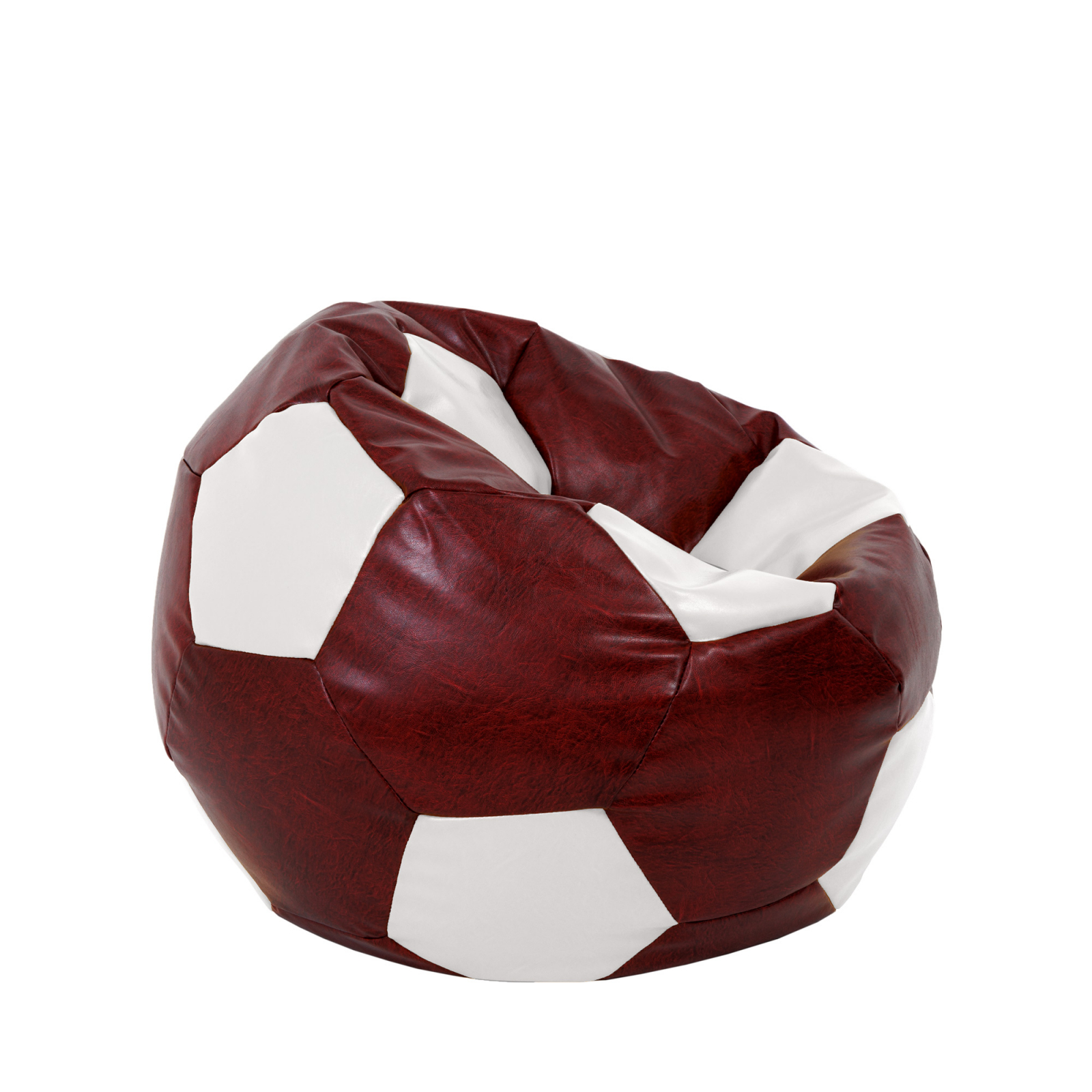 Mondo Ball - fotoliu puf - imitatie piele - visiniu/alb [1]