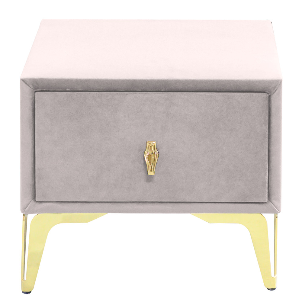 Noptiera tapitata crem, cu picioare aurii, 40cm*45cm*36cm, Mobila JAKY [2]