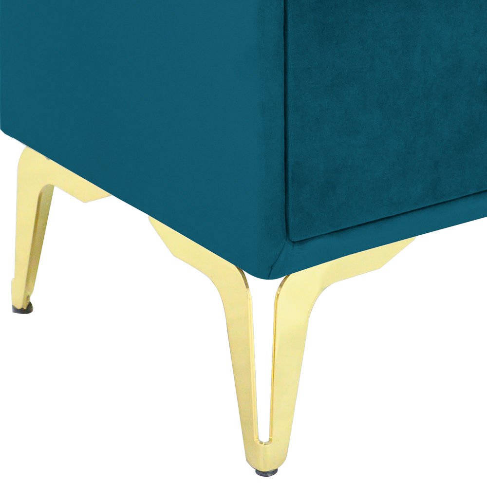 Noptiera tapitata turcoaz, cu picioare aurii, 40cm*45cm*36cm, Mobila JAKY [3]