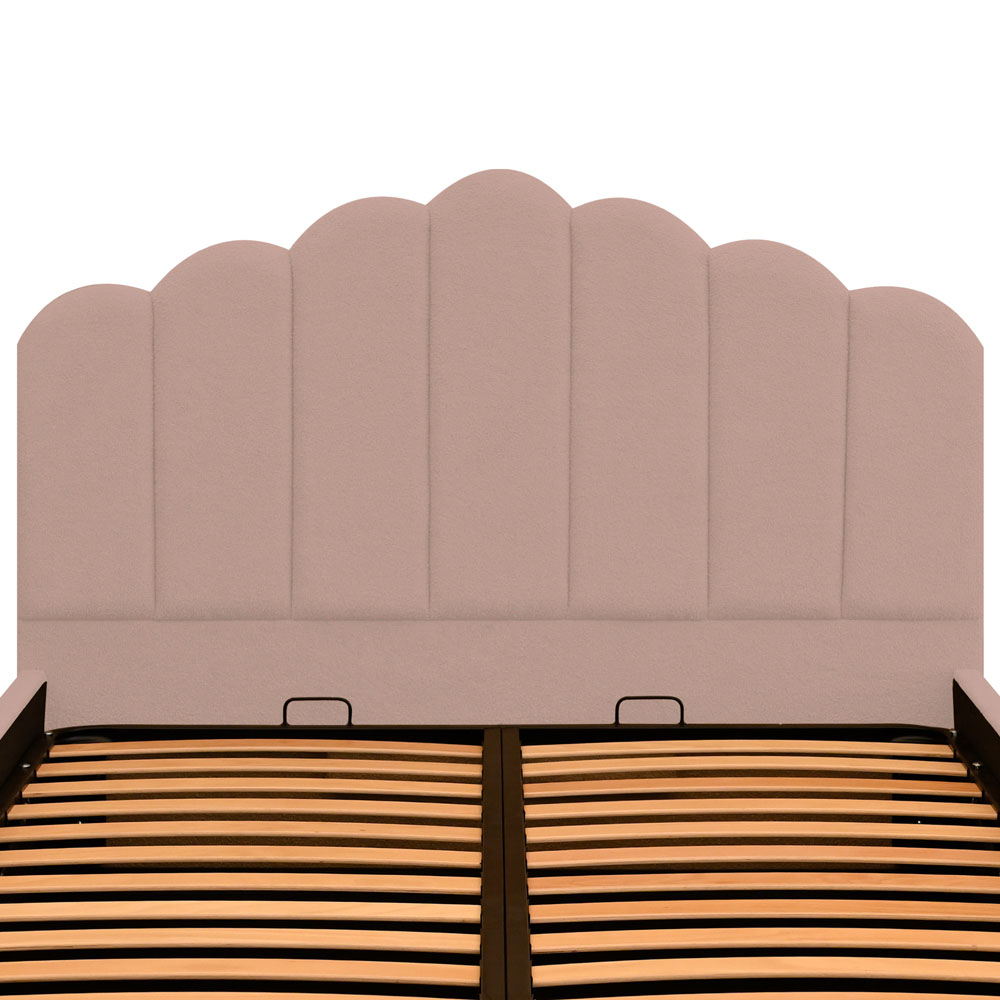 Pat dublu tapitat Bellagio ,120/200,roz pudra, stofa boucle, cu somiera metalica rabatabila si spatiu de depozitare [5]