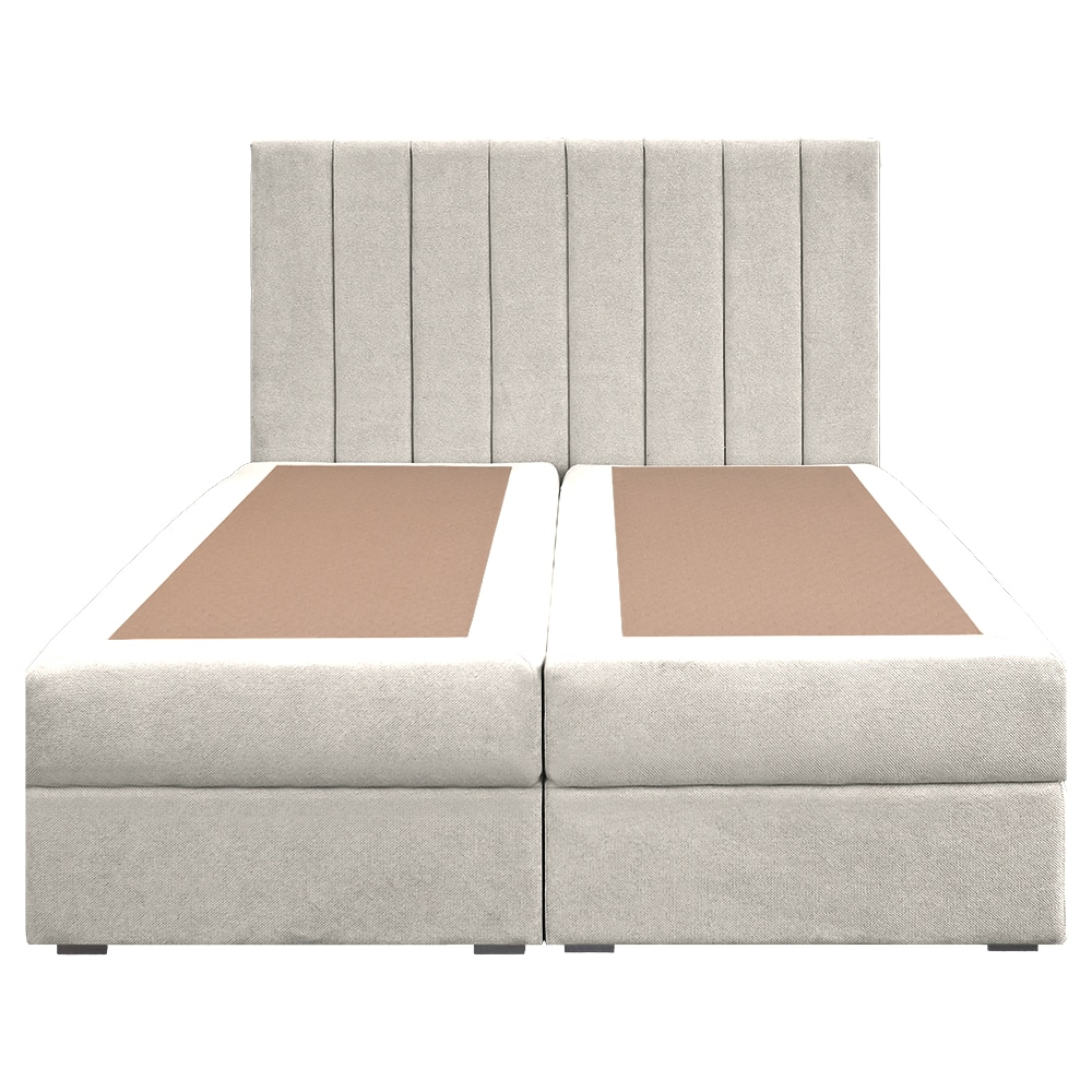 Pat dublu tapițat boxspring Columbia cu lada, crem, 140/200 [1]