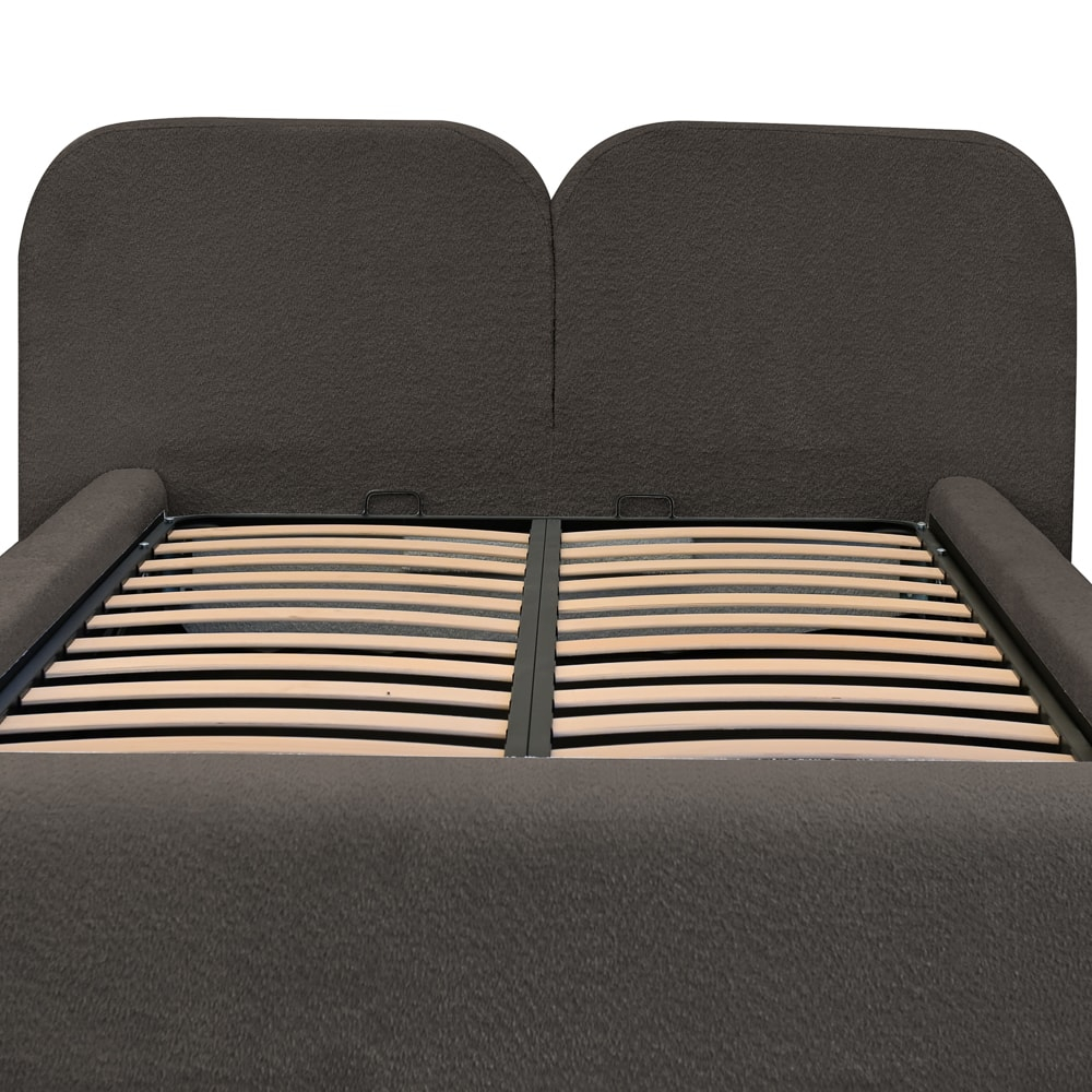 Pat dublu tapitat COSMOS 140/200 Maro A1, cu somiera metalica rabatabila si spatiu de depozitare [7]