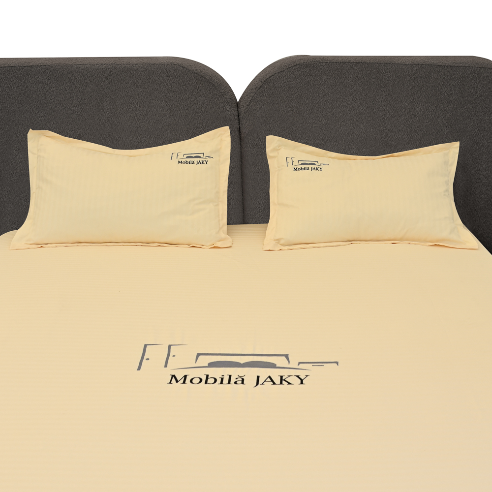 Pat dublu tapitat COSMOS 140/200 Maro A1, cu somiera metalica rabatabila si spatiu de depozitare [1]