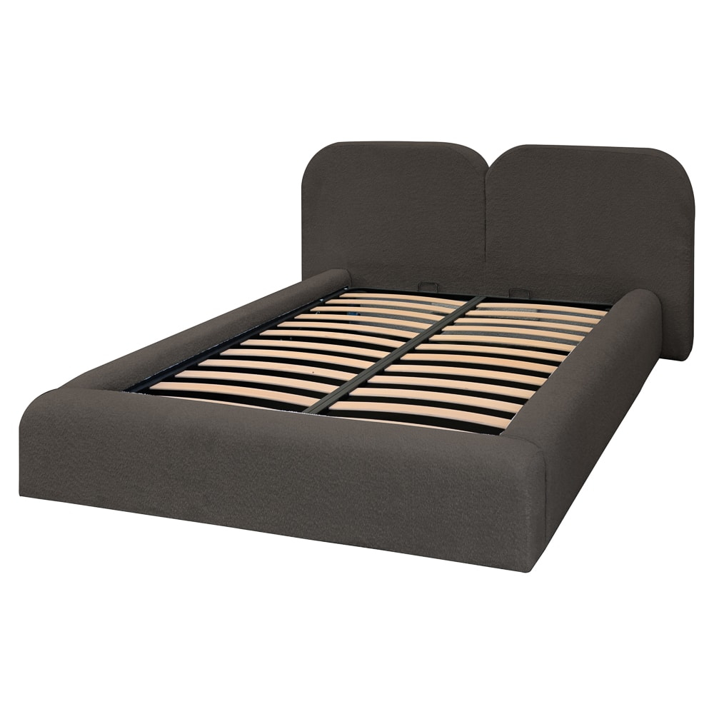 Pat dublu tapitat COSMOS 140/200 Maro A1, cu somiera metalica rabatabila si spatiu de depozitare [4]