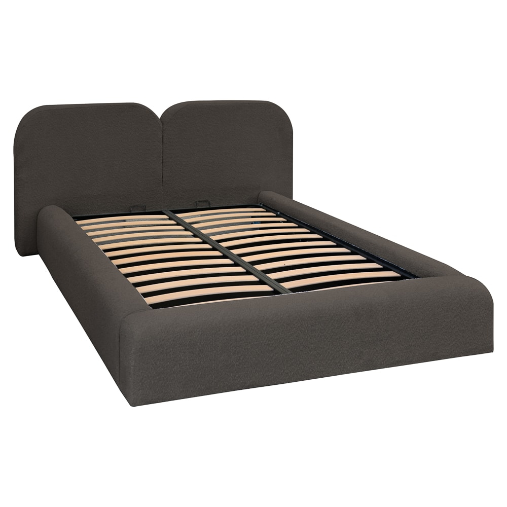 Pat dublu tapitat COSMOS 140/200 Maro A1, cu somiera metalica rabatabila si spatiu de depozitare [3]