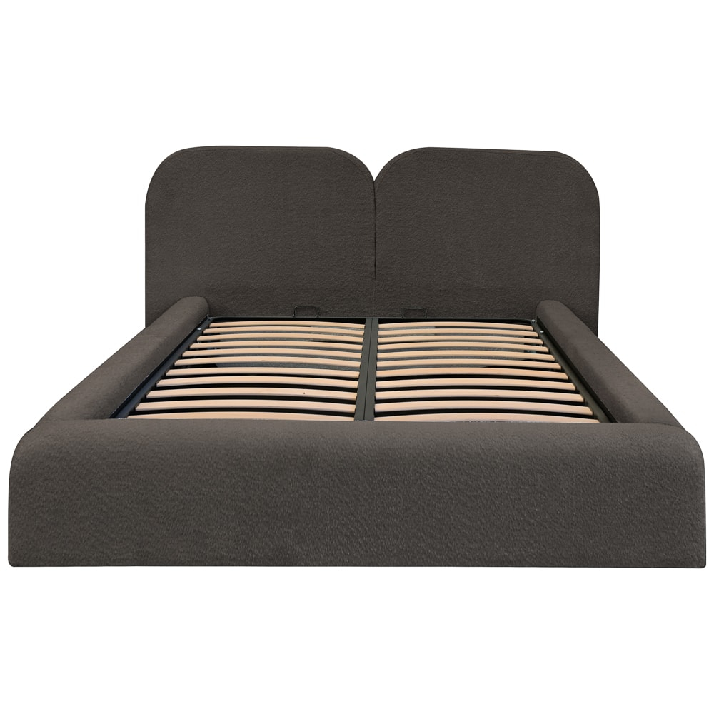 Pat dublu tapitat COSMOS 140/200 Maro A1, cu somiera metalica rabatabila si spatiu de depozitare [6]