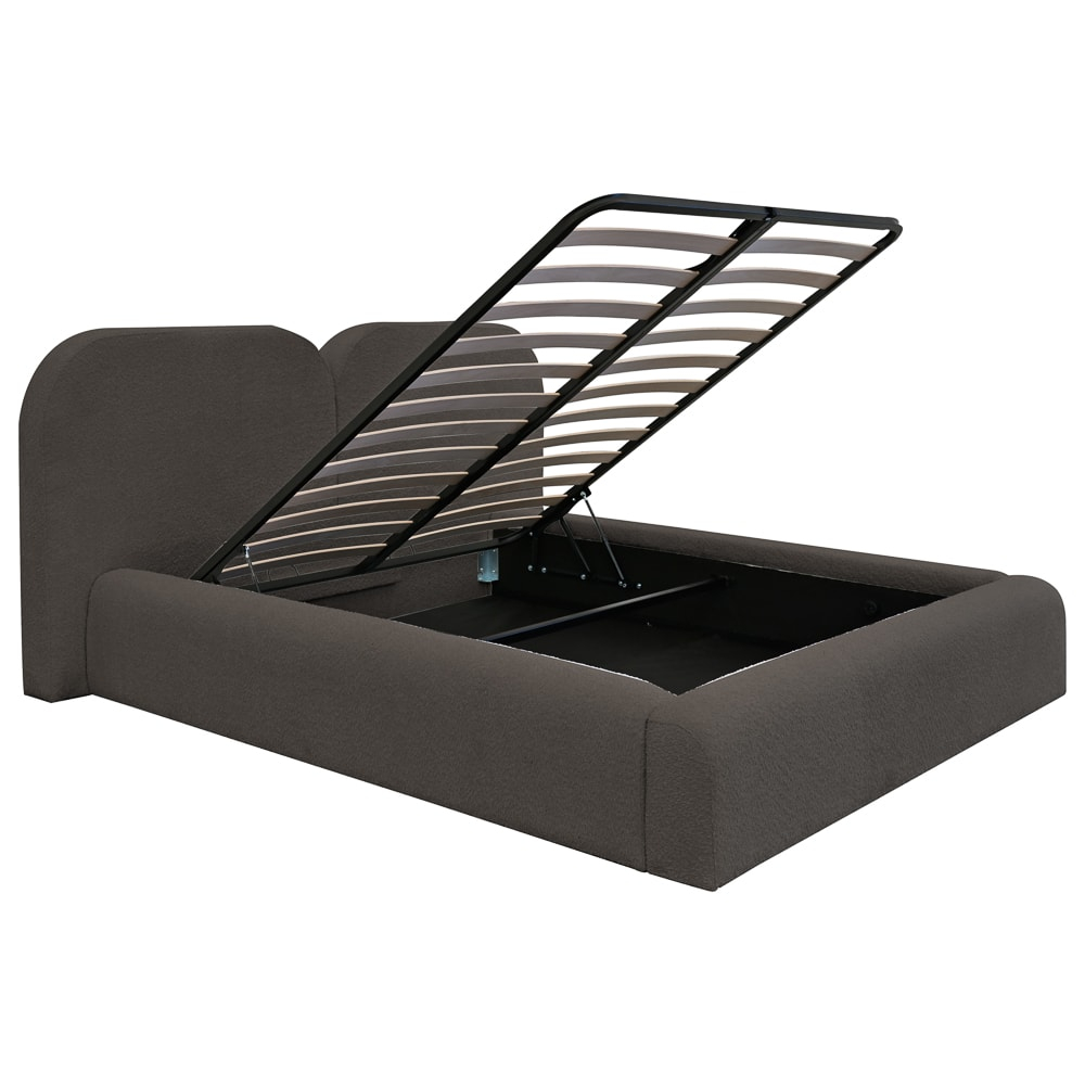 Pat dublu tapitat COSMOS 140/200 Maro A1, cu somiera metalica rabatabila si spatiu de depozitare [5]