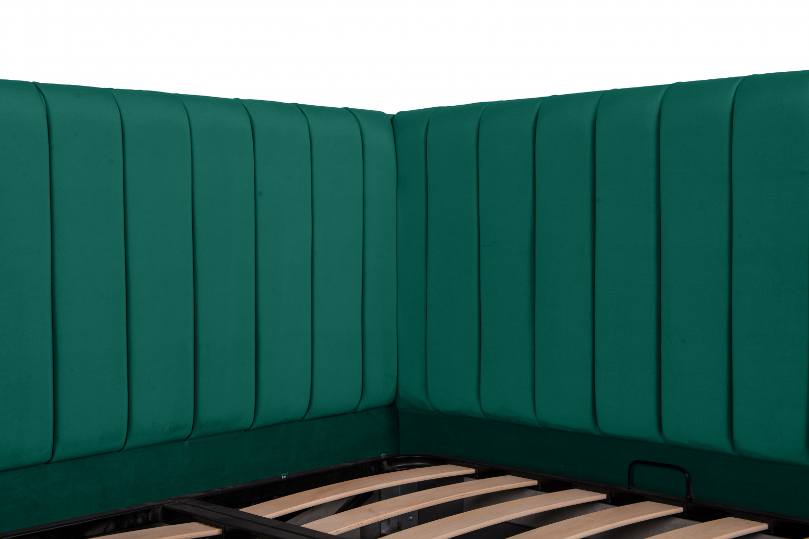 Pat tapitat pe colt DISNEY LINE dreapta 120/200, verde, cu somiera metalica rabatabila si spatiu de depozitare [4]