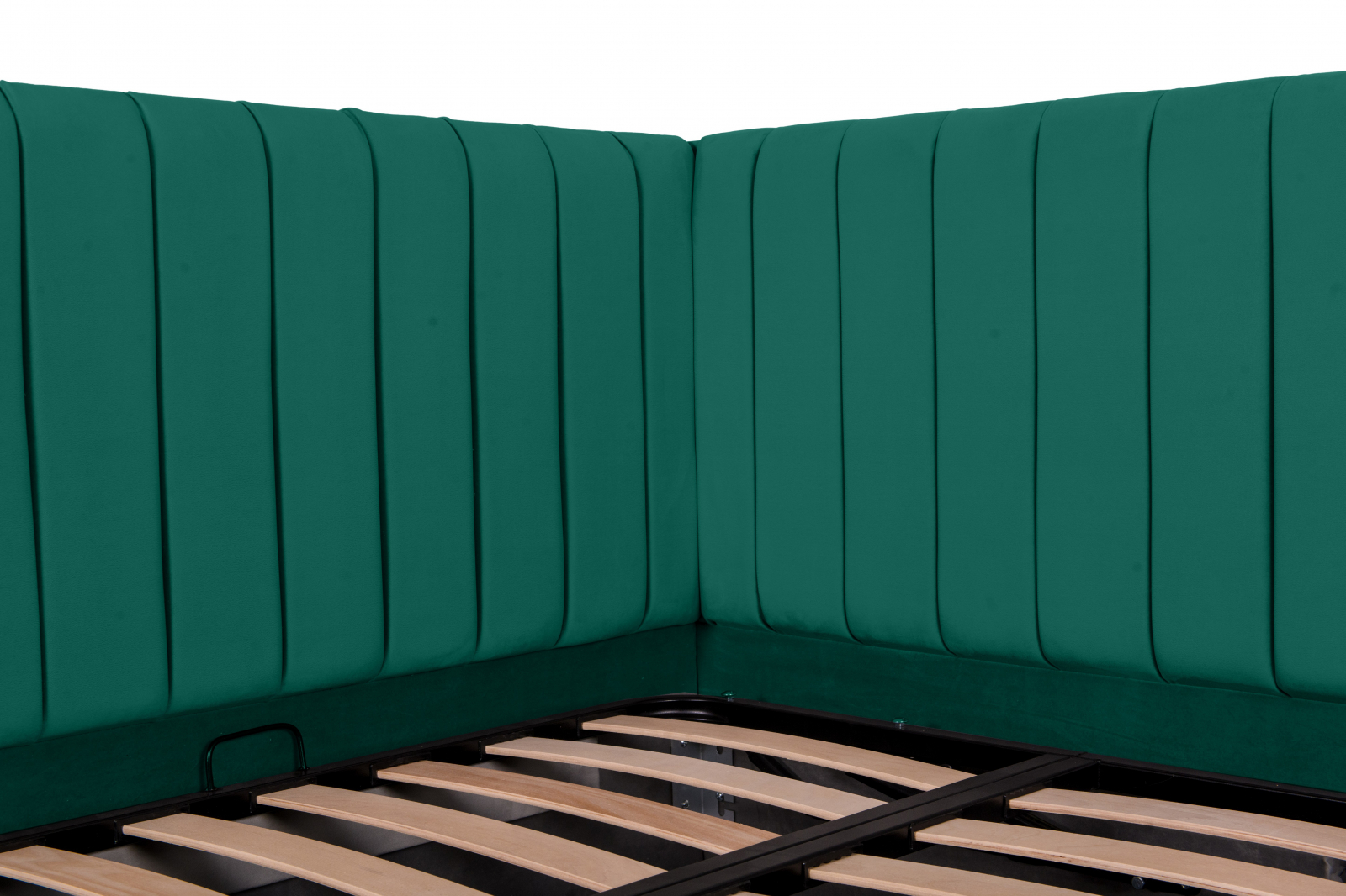 Pat tapitat pe colt DISNEY LINE stanga 140/200, verde, cu somiera metalica rabatabila si spatiu de depozitare [4]