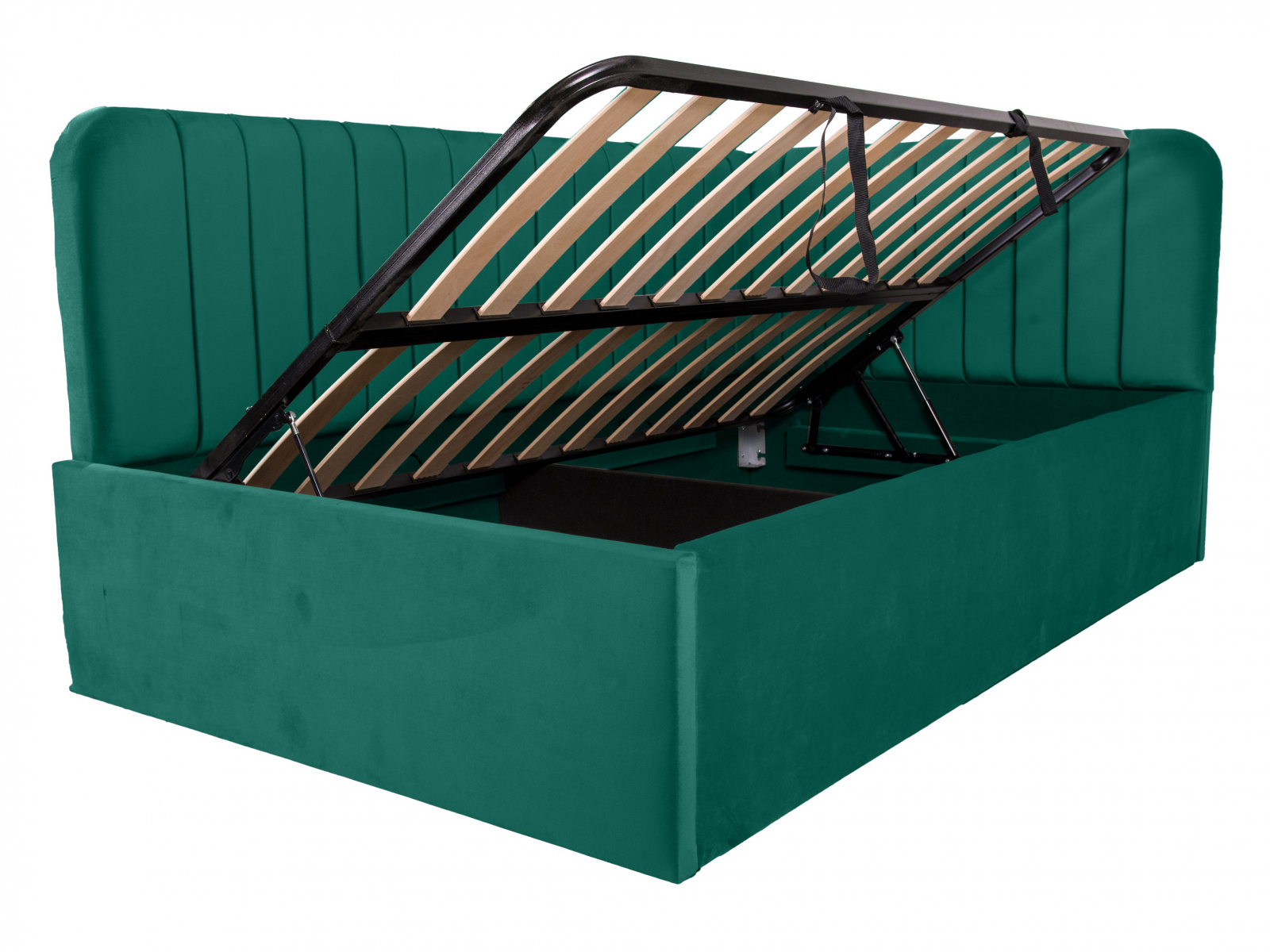 Pat tapitat pe colt DISNEY LINE stanga 140/200, verde, cu somiera metalica rabatabila si spatiu de depozitare [3]