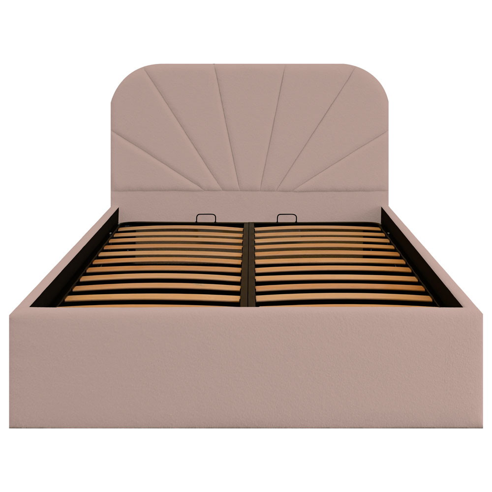 Pat dublu tapitat Florence 120/200, roz pudra, cu somiera metalica rabatabila si spatiu de depozitare [4]