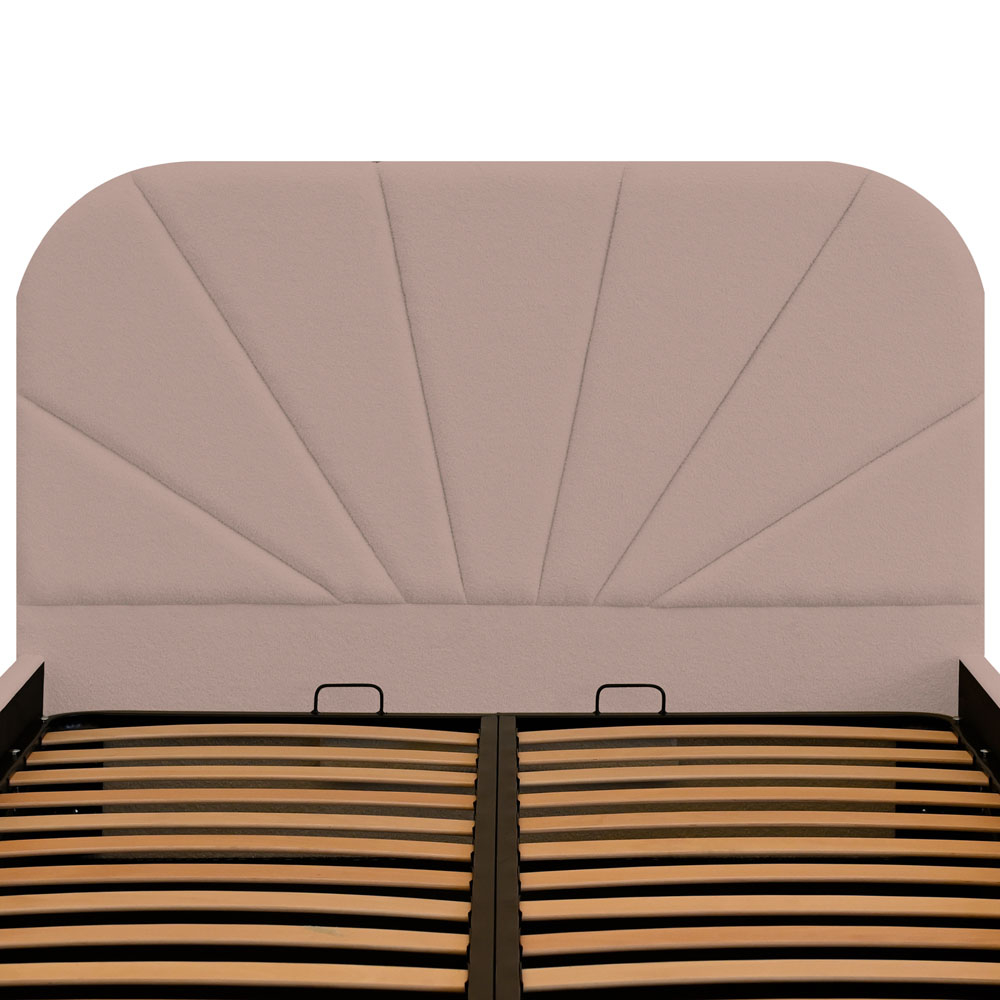 Pat dublu tapitat Florence 120/200, roz pudra, cu somiera metalica rabatabila si spatiu de depozitare [5]