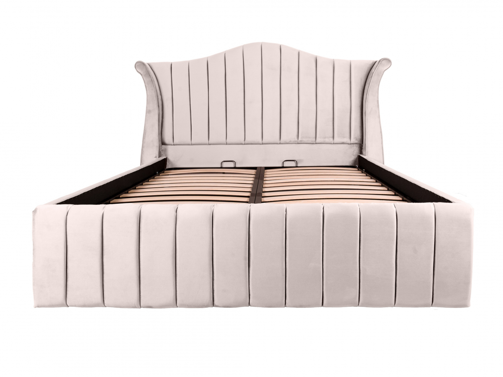 Pat dublu tapitat HOUSTON line 160/200 crem, cu somiera metalica rabatabila si spatiu de depozitare [2]