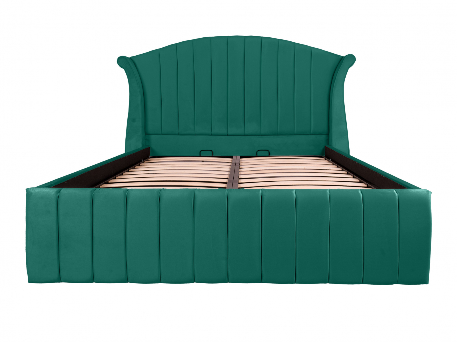 Pat dublu tapitat Miami Simple line 140/200 verde, cu somiera metalica rabatabila si spatiu de depozitare [1]