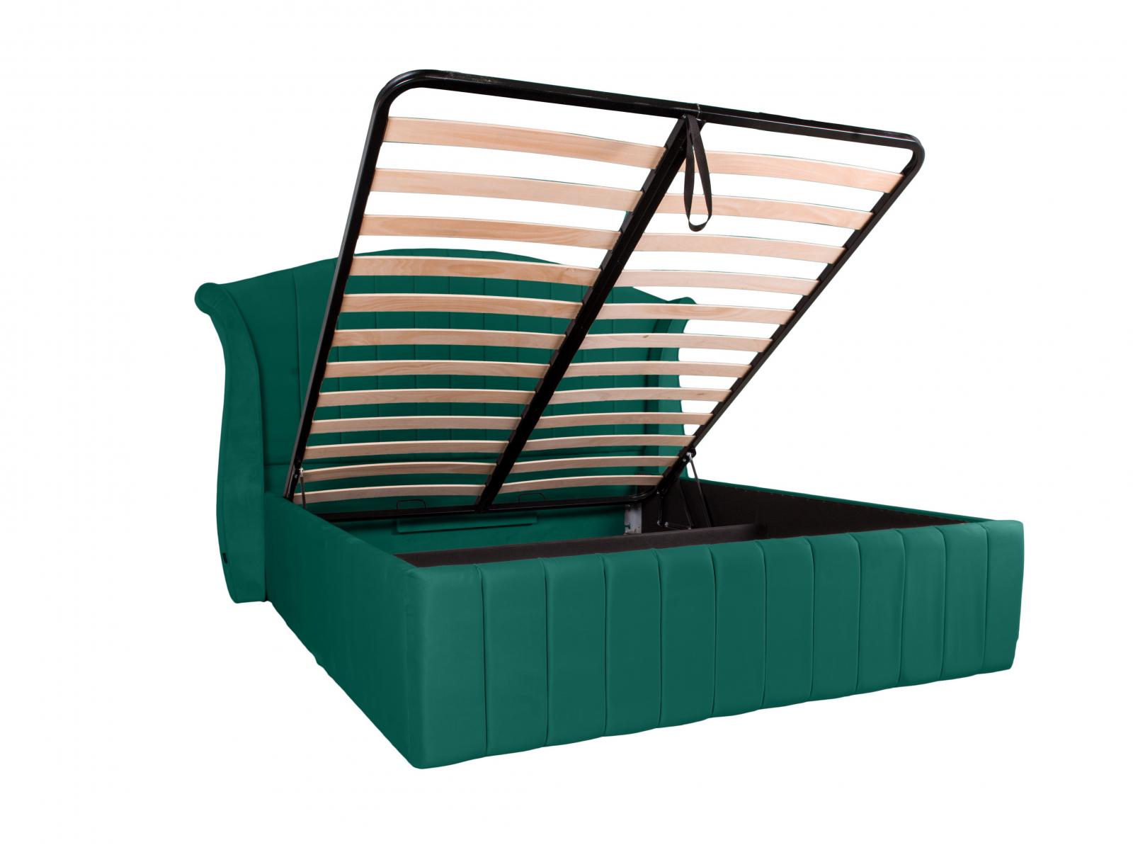 Pat dublu tapitat Miami Simple line 140/200 verde, cu somiera metalica rabatabila si spatiu de depozitare [3]