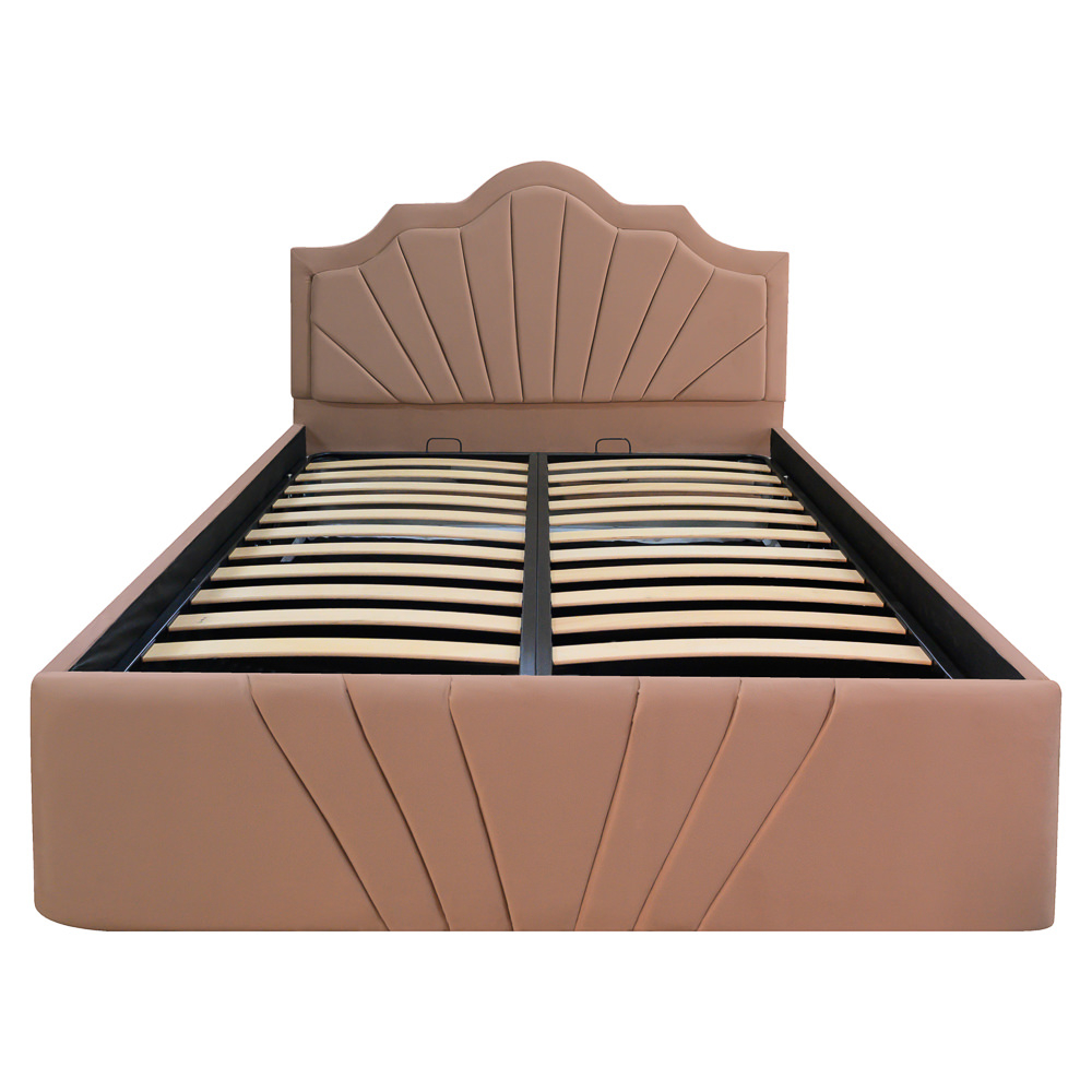 Pat dublu tapitat model Colorado 160/200 cm culoare cappuccino cu somiera metalica rabatabila si spatiu de depozitare [3]