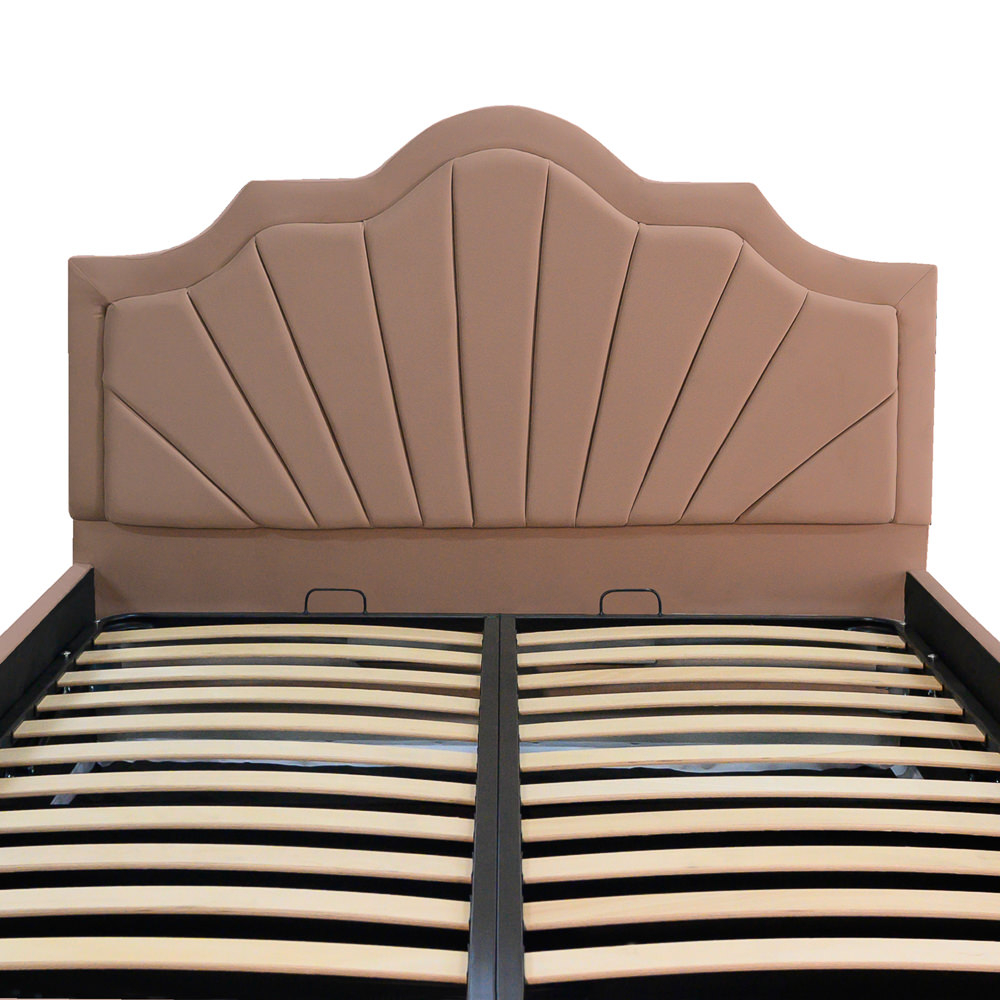 Pat dublu tapitat model Colorado 160/200 cm culoare cappuccino cu somiera metalica rabatabila si spatiu de depozitare [4]