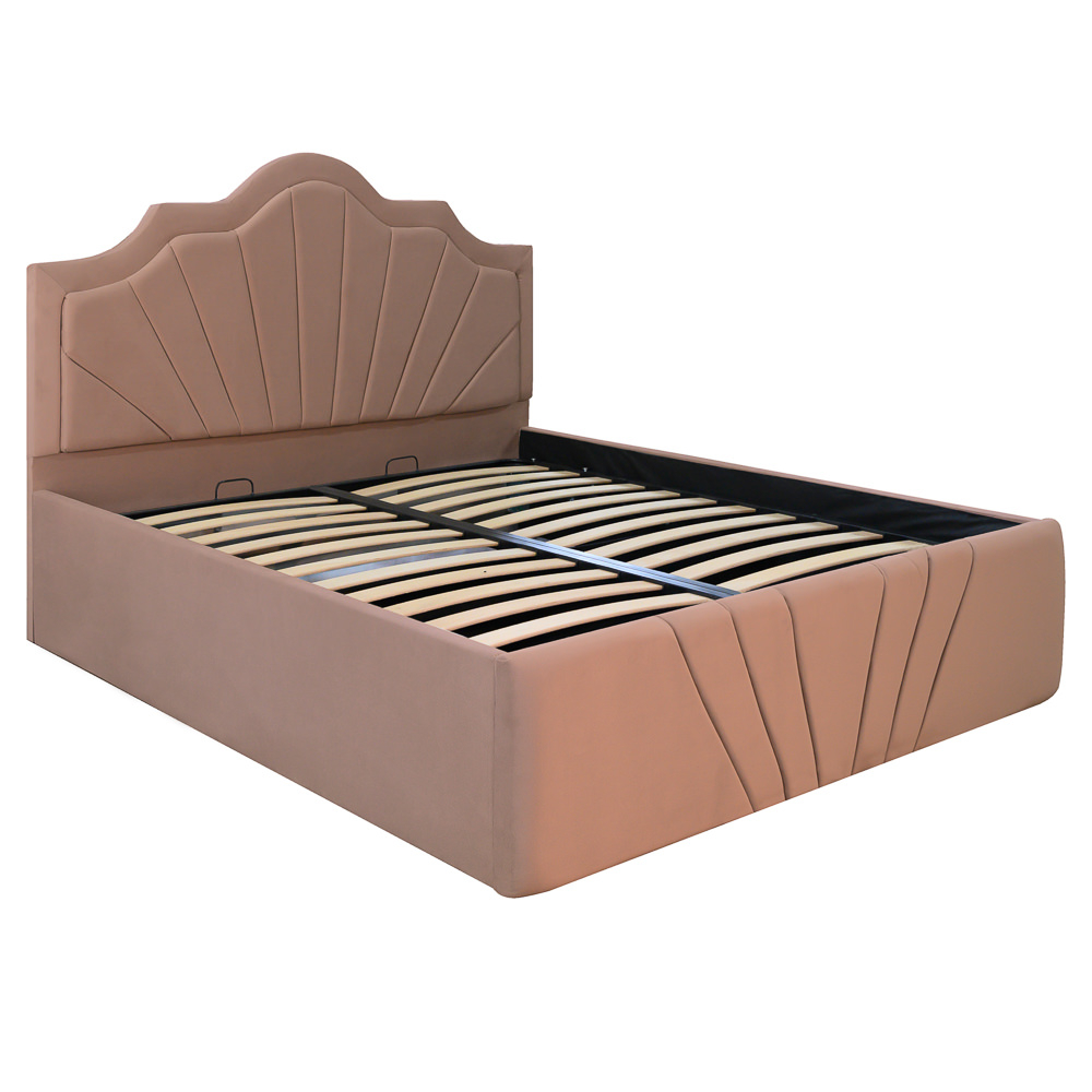 Pat dublu tapitat model Colorado 160/200 cm culoare cappuccino cu somiera metalica rabatabila si spatiu de depozitare [1]