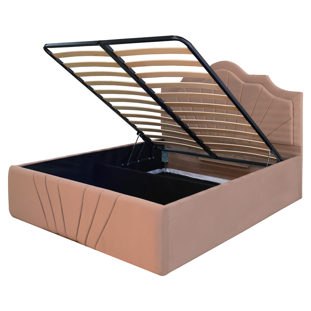 Pat dublu tapitat model Colorado 160/200 cm culoare cappuccino cu somiera metalica rabatabila si spatiu de depozitare [2]