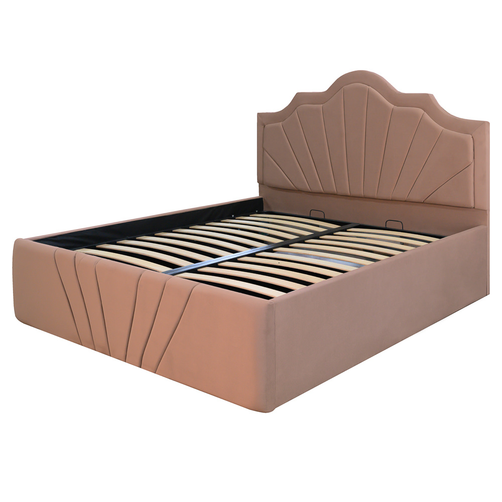 Pat dublu tapitat model Colorado 160/200 cm culoare cappuccino cu somiera metalica rabatabila si spatiu de depozitare [5]