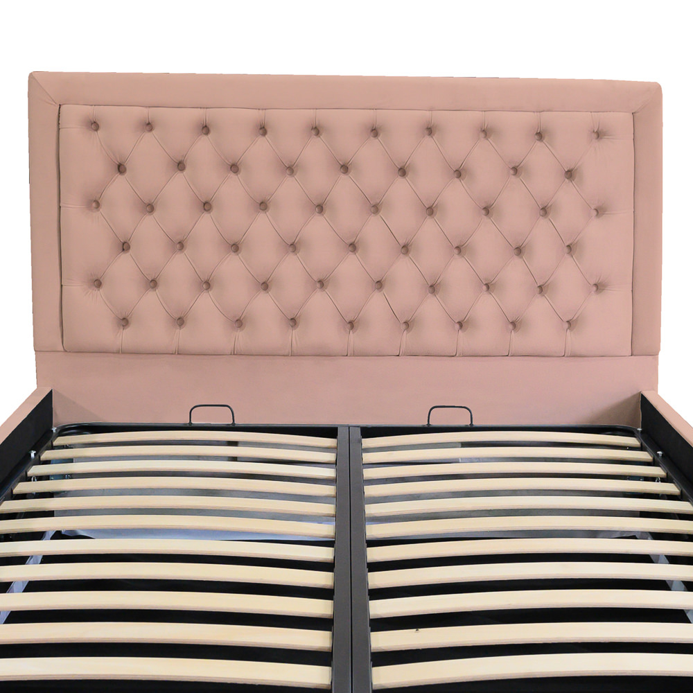 Pat dublu tapitat model Louisiana 160/200 cm culoare cappuccino cu somiera metalica rabatabila si spatiu de depozitare [3]