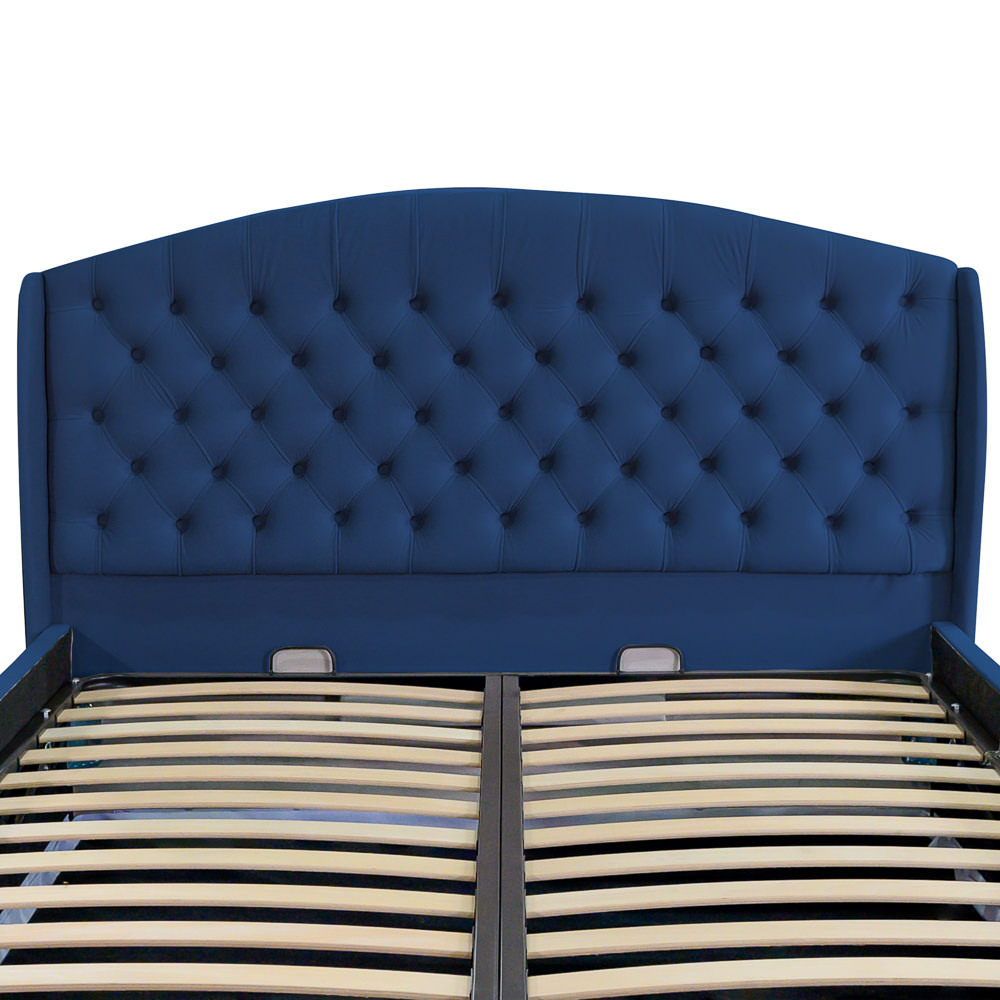 Pat dublu tapitat model Vancouver 180/200 cm culoare albastru cu somiera metalica rabatabila si spatiu de depozitare [3]