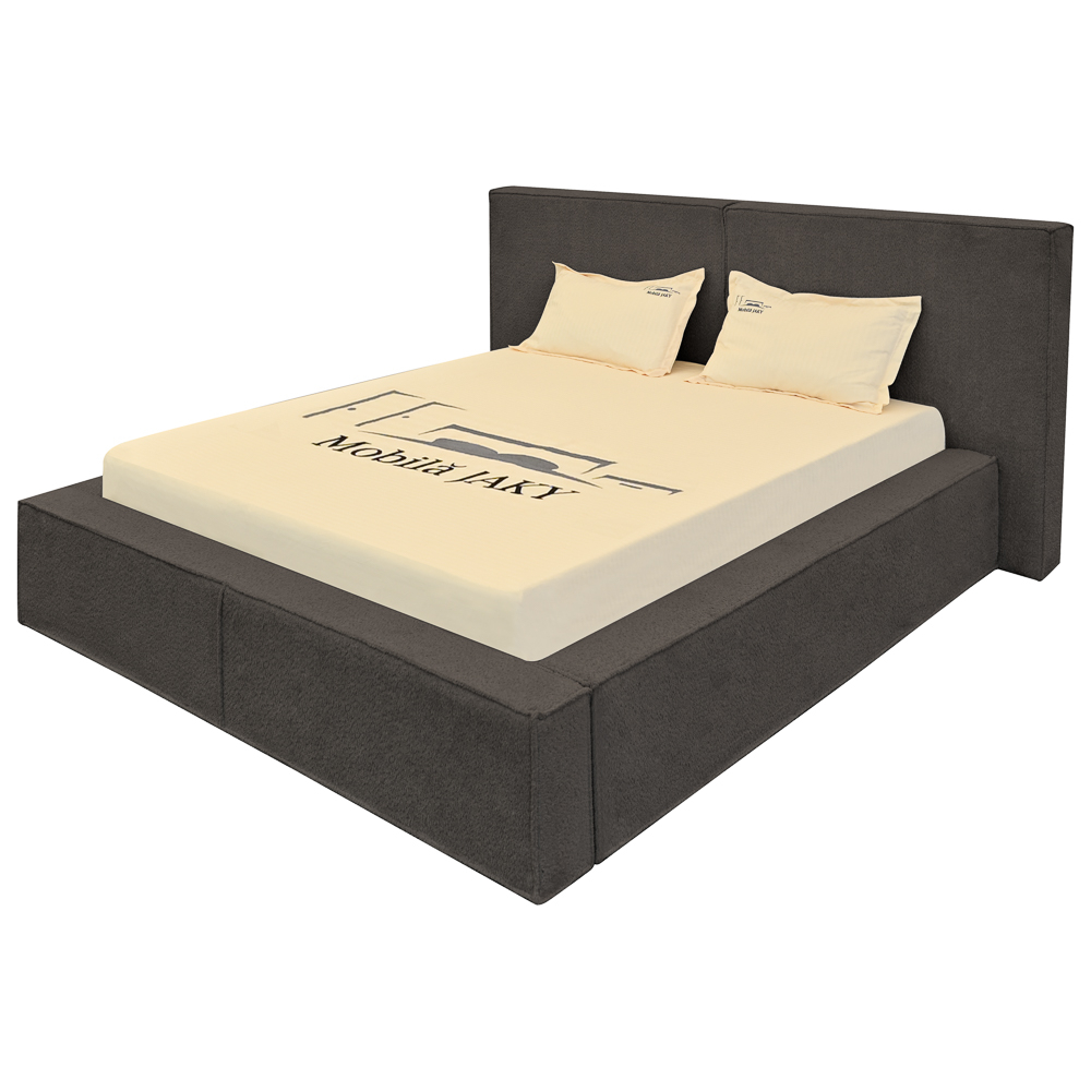 Pat dublu tapitat Olivia maro A1, 140/200, cu somiera metalica rabatabila si spatiu de depozitare [2]