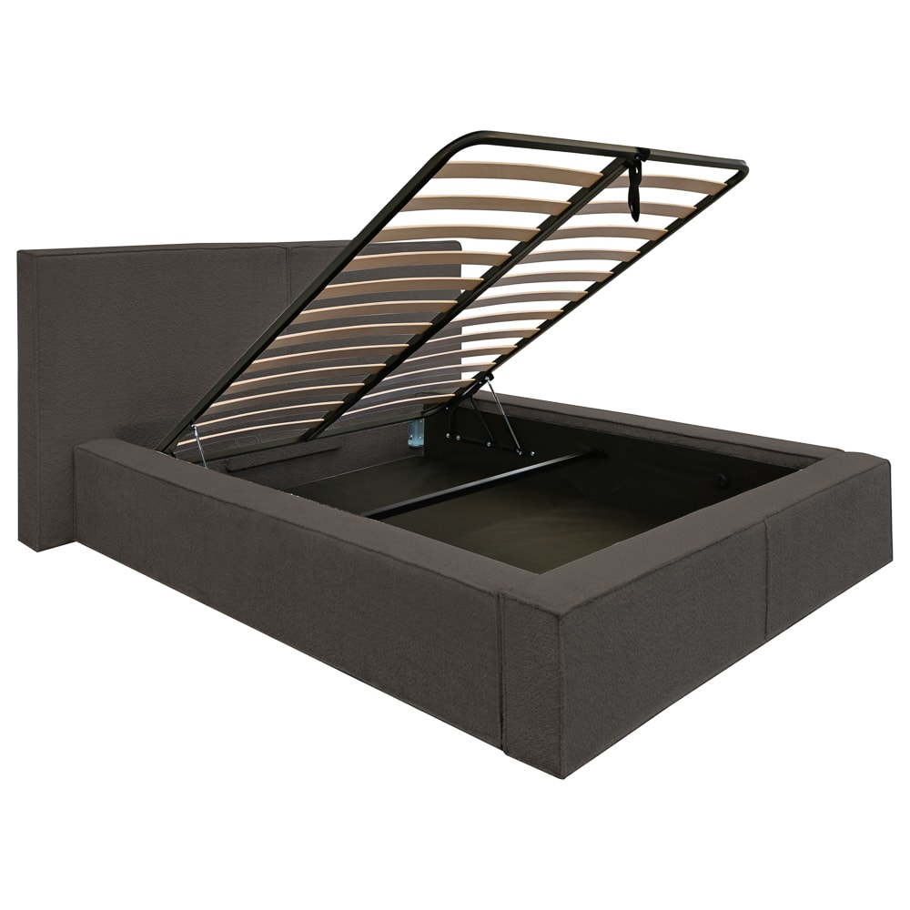 Pat dublu tapitat Olivia maro A1, 140/200, cu somiera metalica rabatabila si spatiu de depozitare [5]