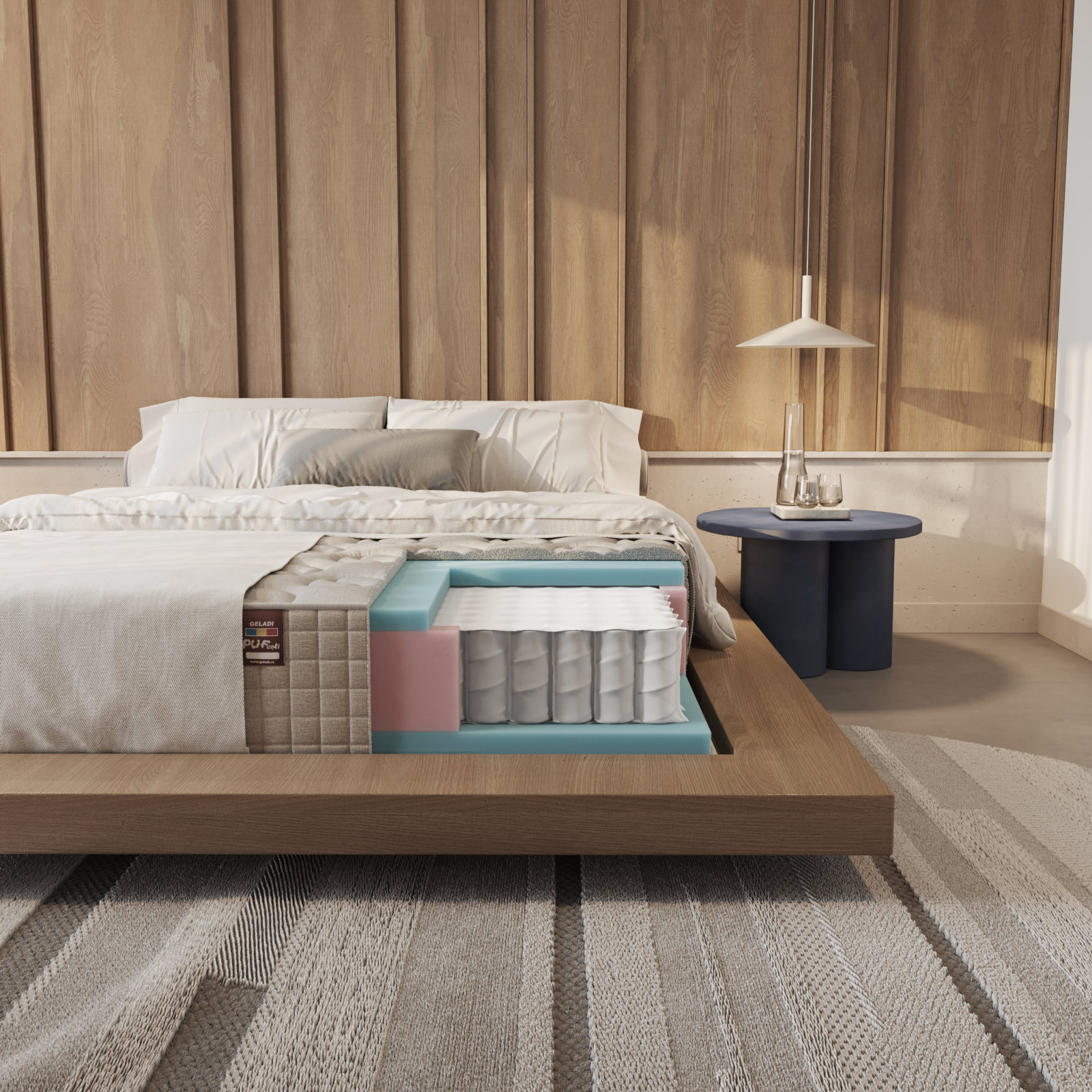 Saltea ortopedica PUFesti 80 cm * 190 cm * 32 cm, structura cu arcuri individuale pocket si spuma poliuretanica, confort ridicat GELADI [2]