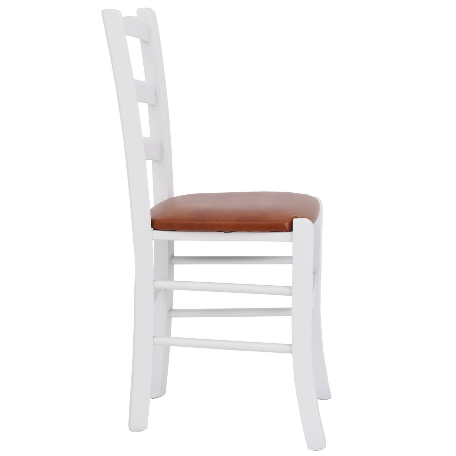 Scaun Paesana, cadru fag, culoare alb, material piele ecologica cognac [3]