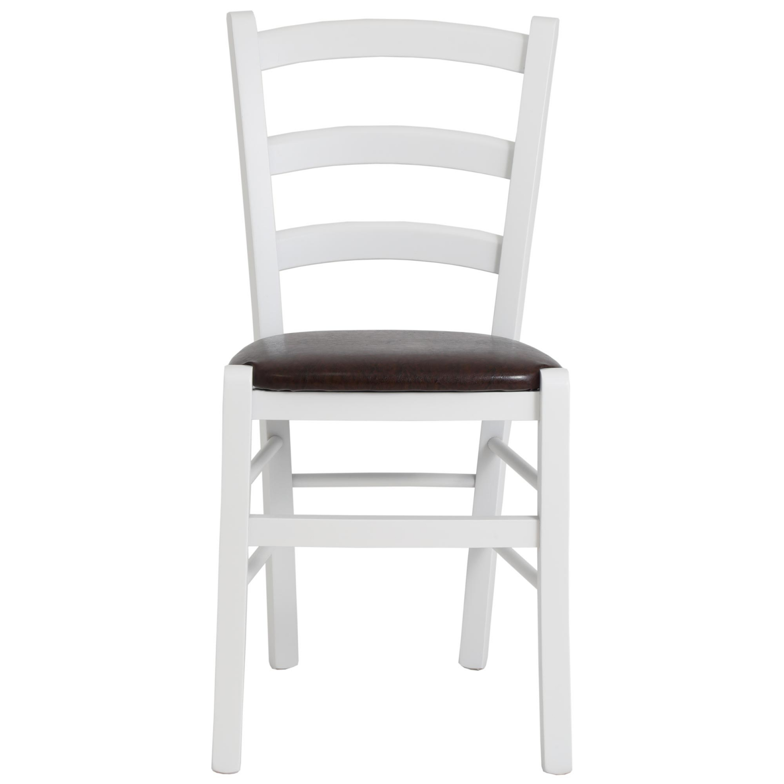 Scaun Paesana, cadru fag, culoare alb, material piele ecologica maro [3]