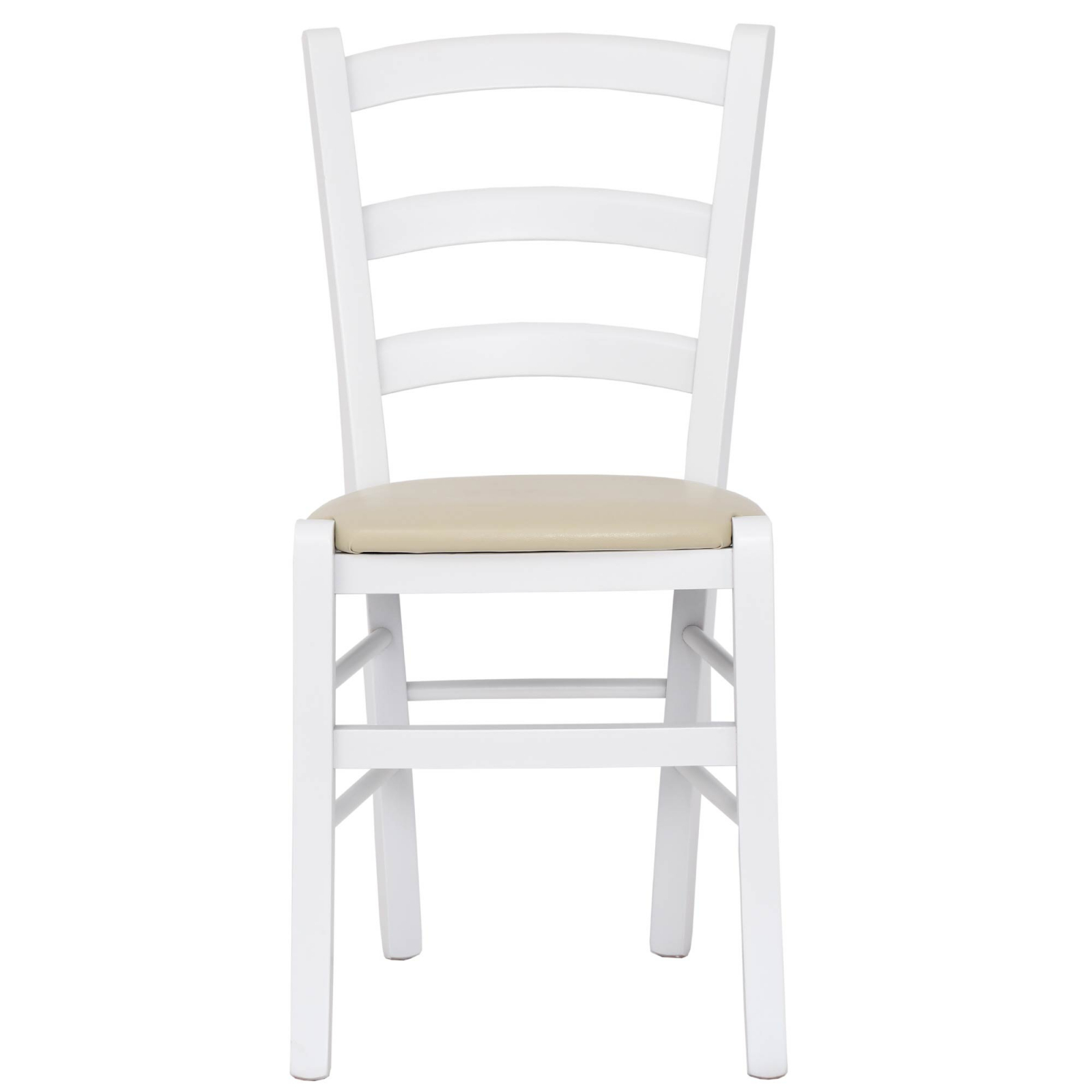 Scaun Paesana, cadru fag, culoare alb, material piele ecologica crem [3]