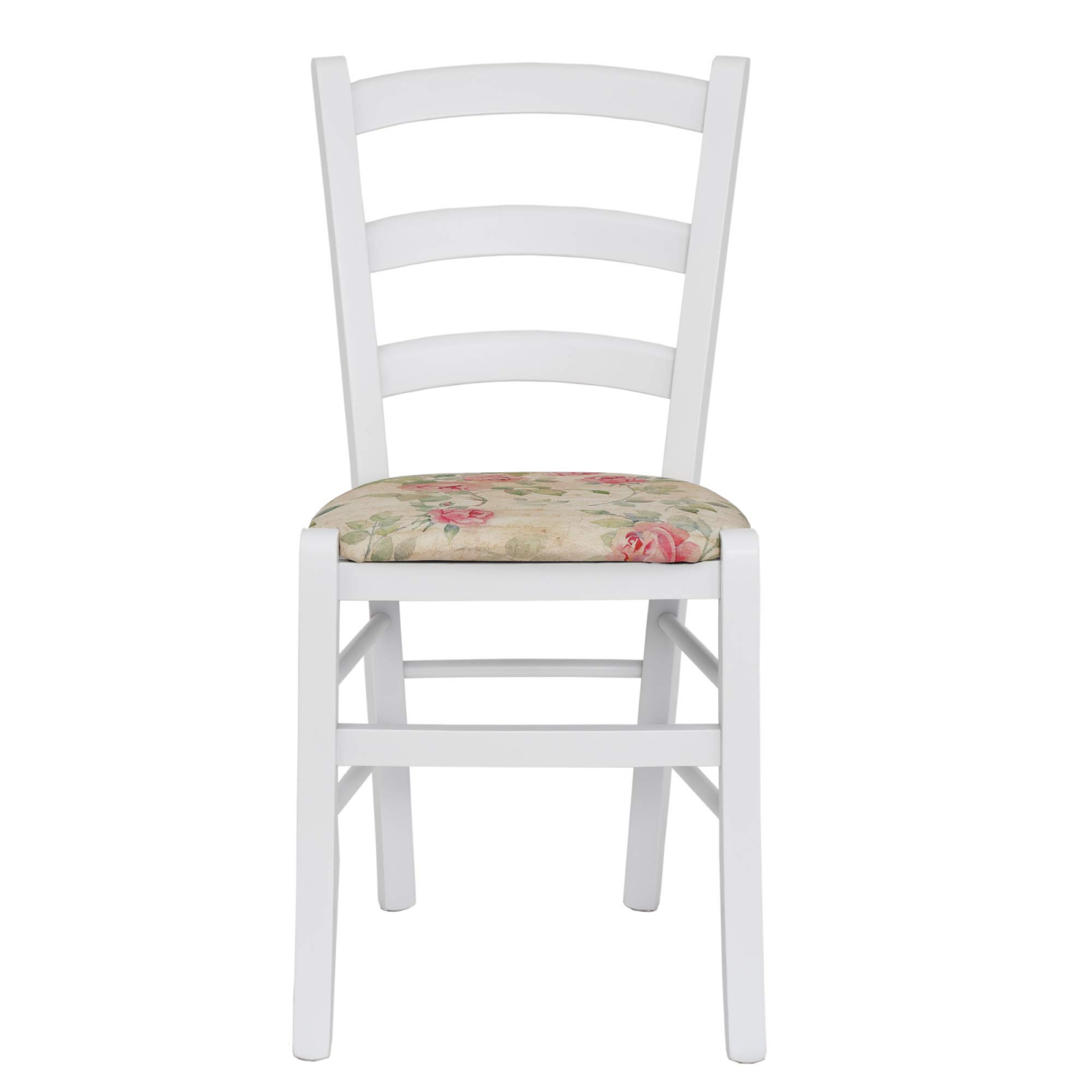 Scaun Paesana, cadru fag, culoare alb, material stofa print vintage [3]