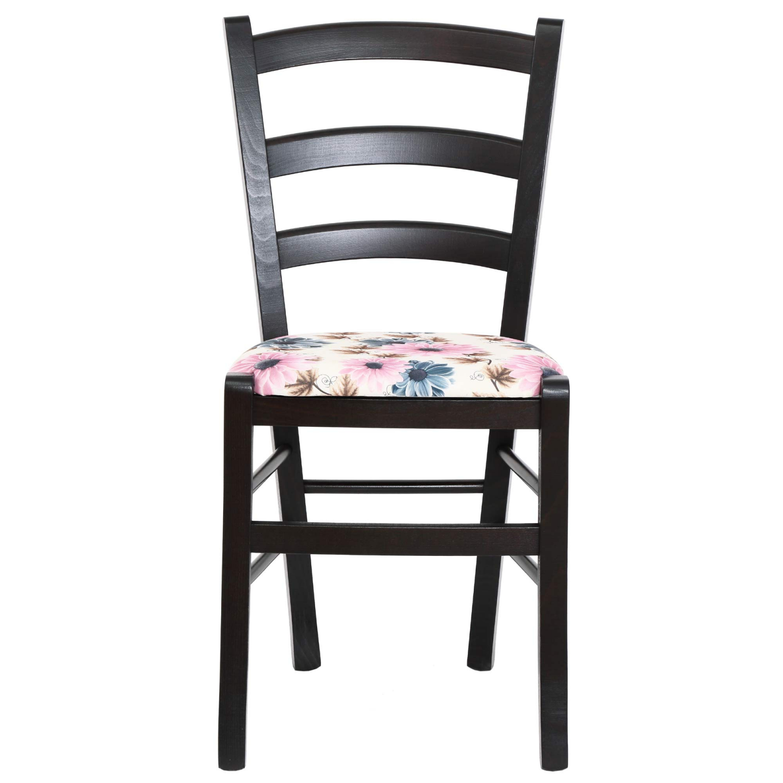 Scaun Paesana, cadru fag, culoare wenge, material stofa print floral turcoaz [3]