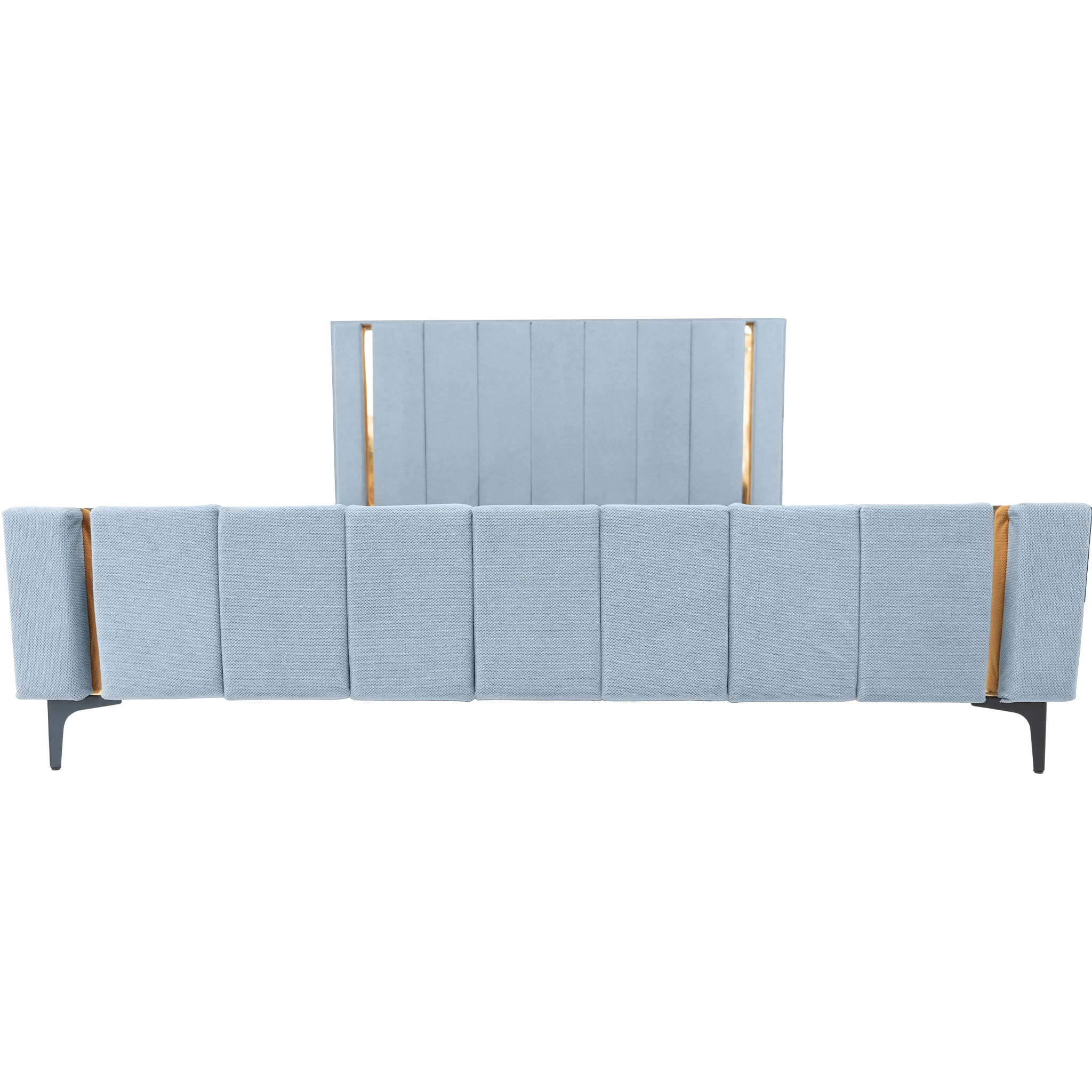 Pachet pat leon gri albastrui cu saltea inclusa Melissa 140x200 cm [11]
