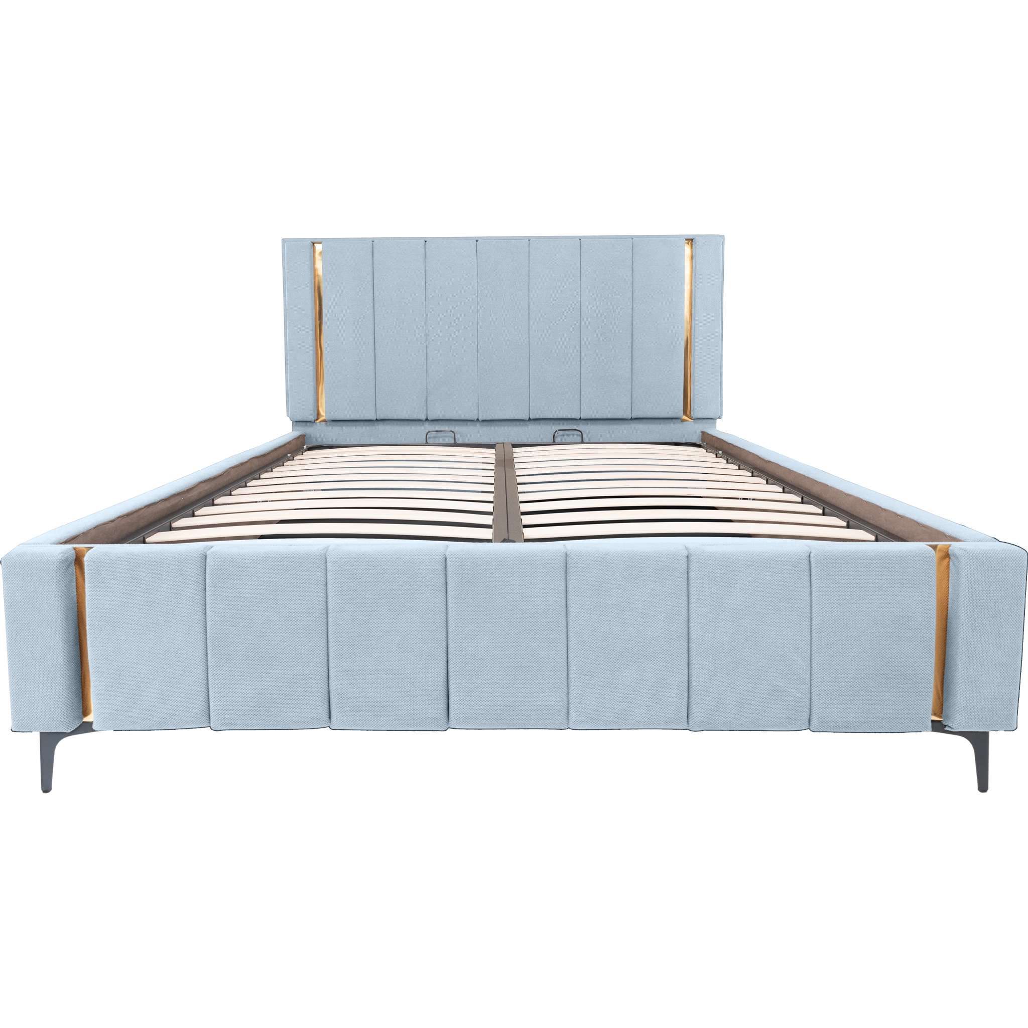 Pachet pat leon gri albastrui cu saltea inclusa Melissa 180x200 cm [7]