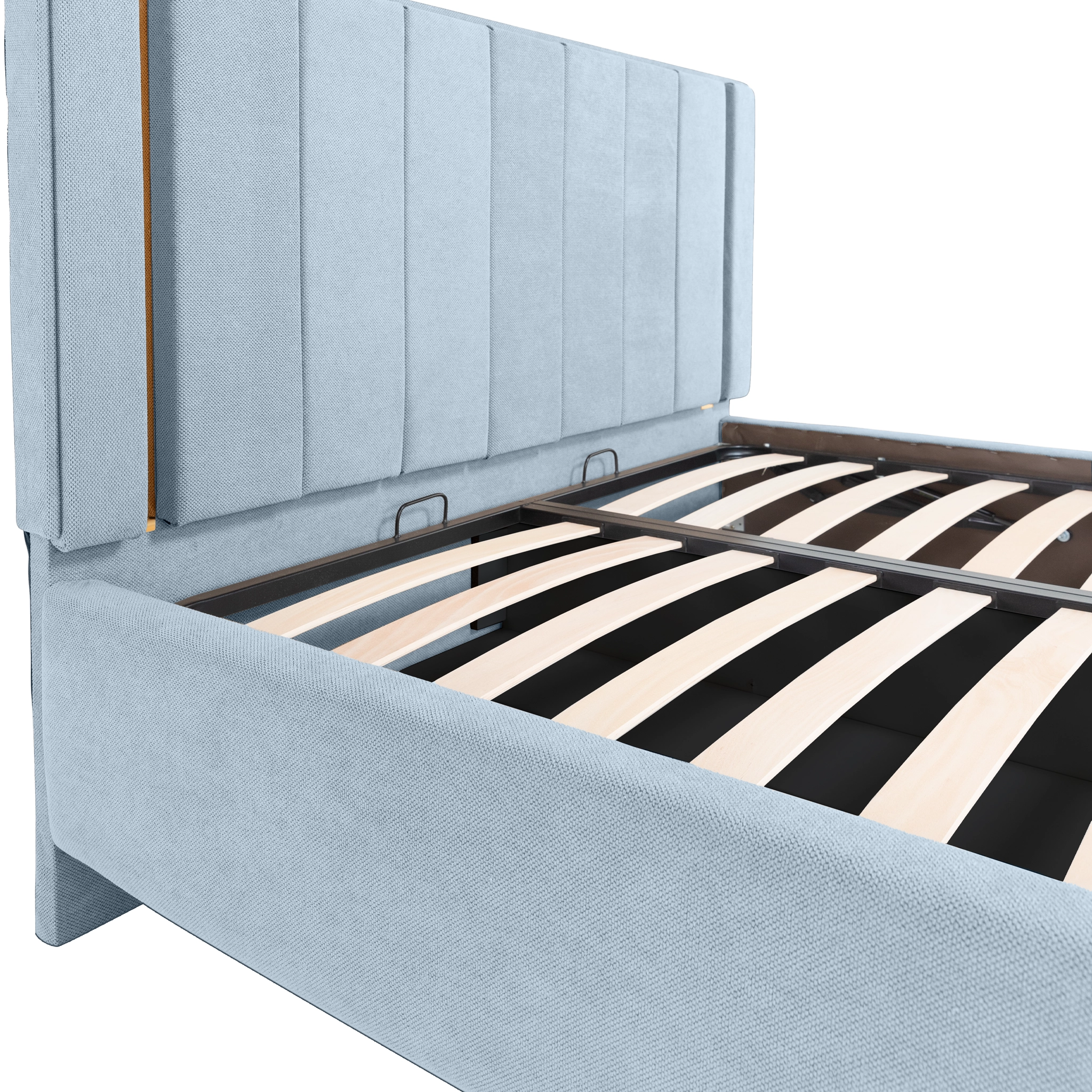 Pachet pat leon gri albastrui cu saltea inclusa Melissa 180x200 cm [6]