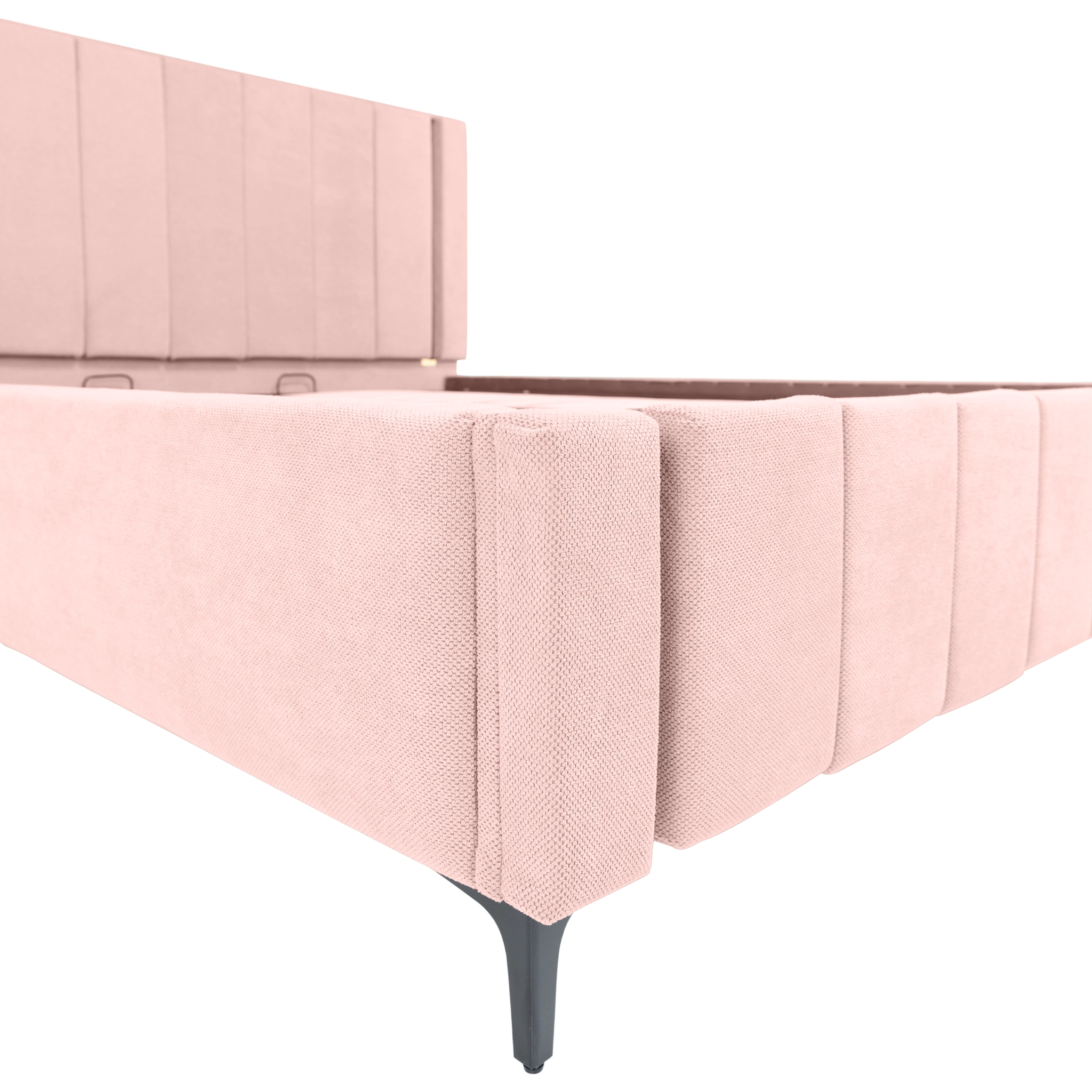 Pat tapitat LEON Roz 160x200 cu saltea inclusa Melissa [8]