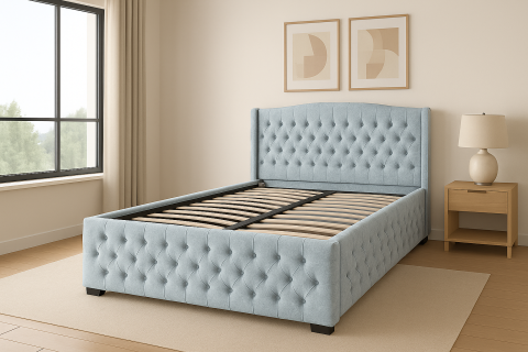 DIVERSE - Pat Korso cu saltea - Gri Albastrui - 140 x 200